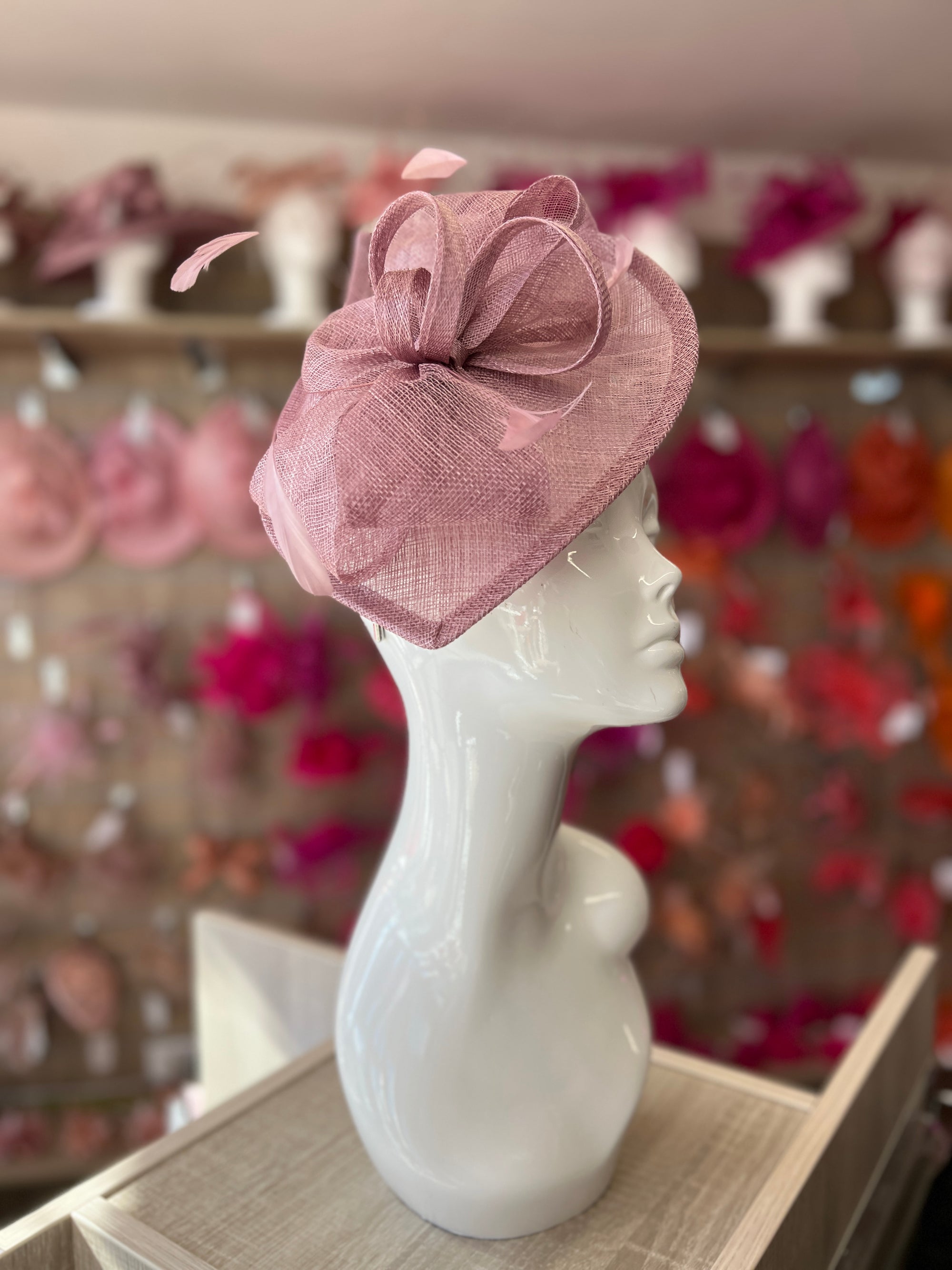 Dusty Pink Disc Fascinator with Decorative Bow-Fascinators Direct