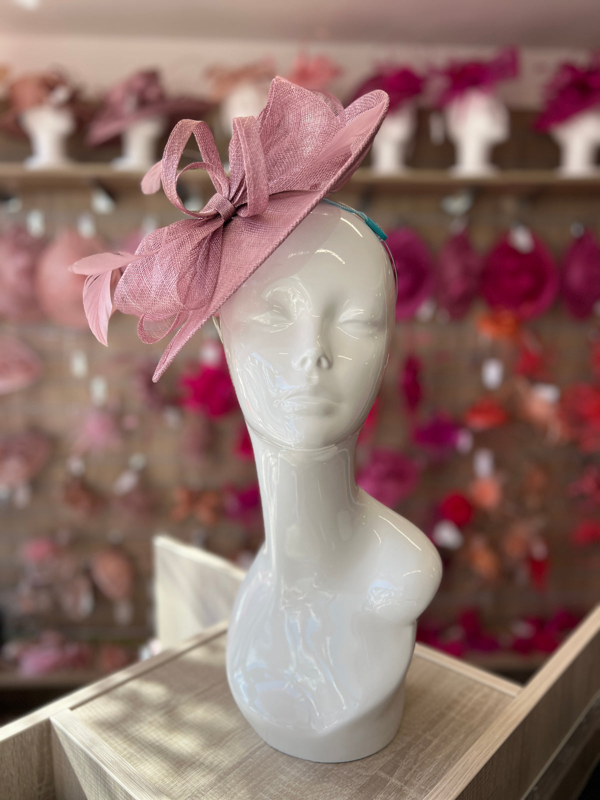 Dusty Pink Disc Fascinator with Decorative Bow-Fascinators Direct