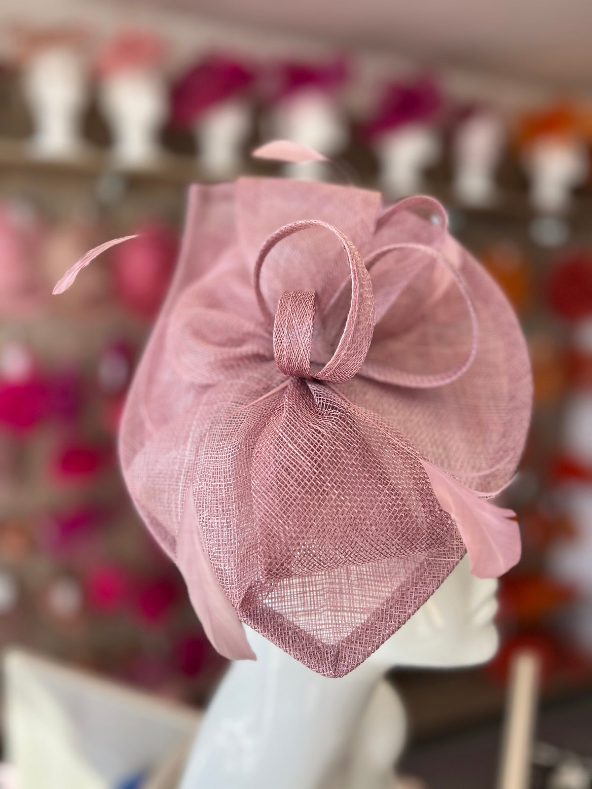 Dusty Pink Disc Fascinator with Decorative Bow-Fascinators Direct