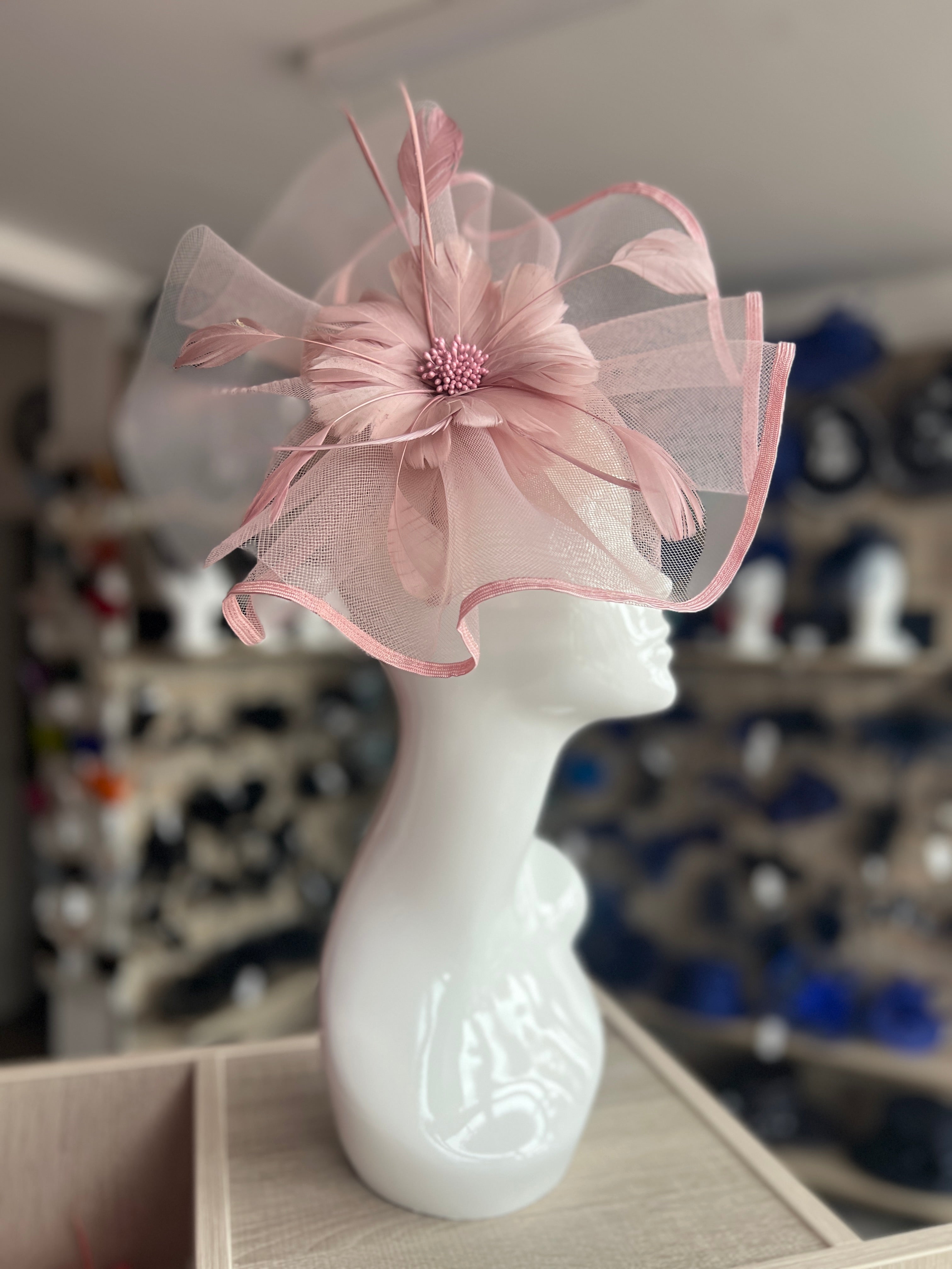 Dusky pink hats and fascinators on sale