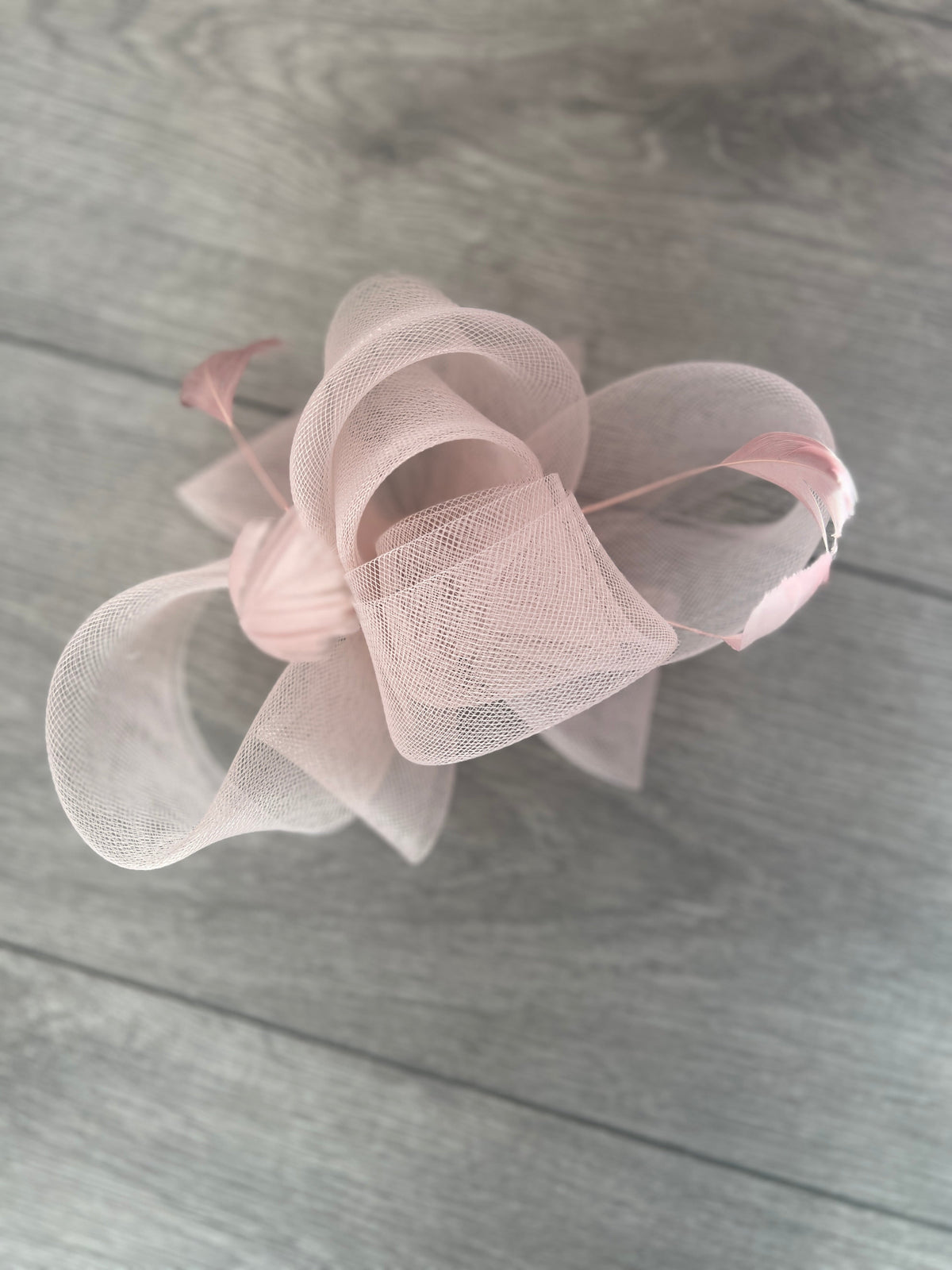 Dusty Pink Large Loop Fascinator With Feathers-Fascinators Direct