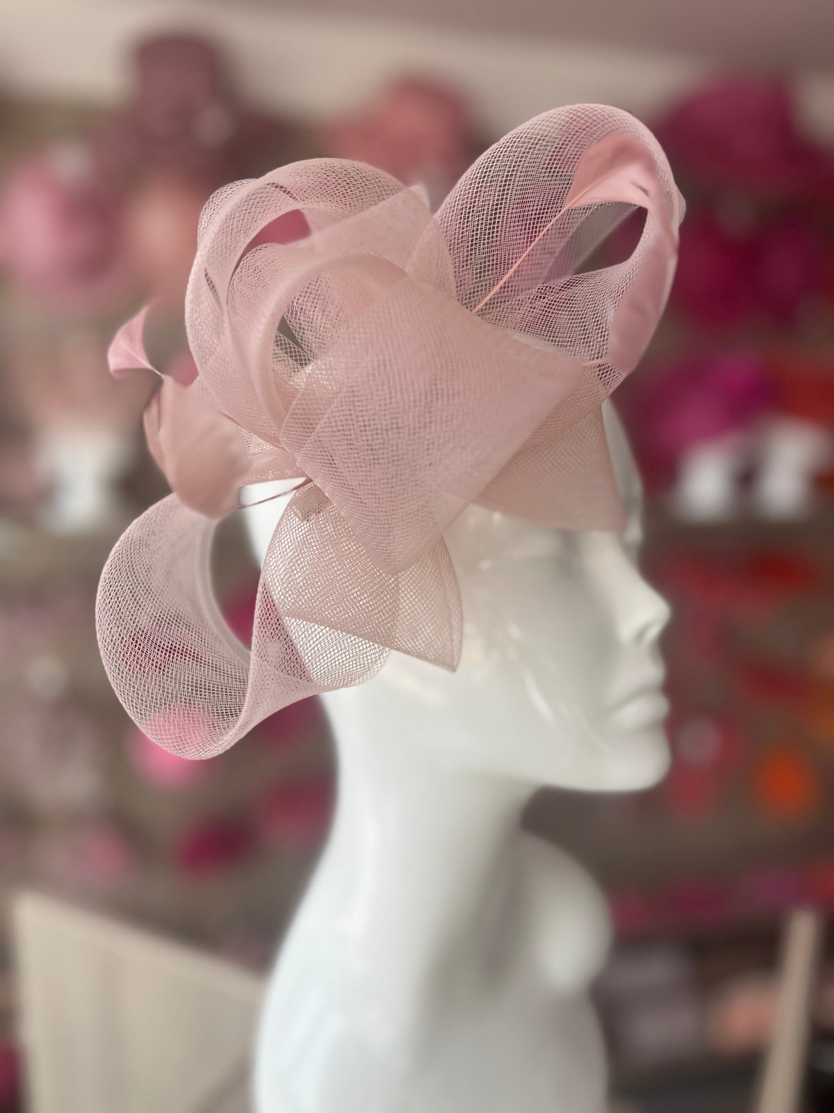 Dusty Pink Large Loop Fascinator With Feathers-Fascinators Direct