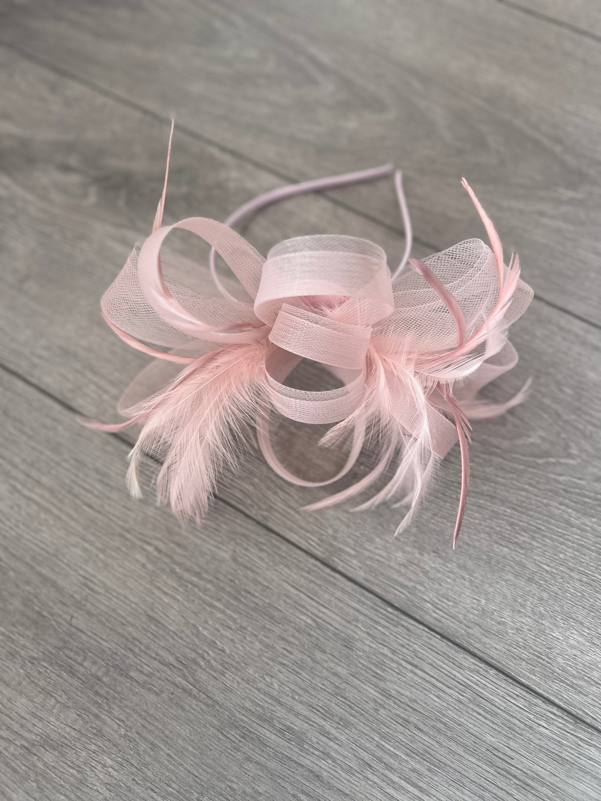 Dusty Pink Loop Bow Fascinator With Feathers-Fascinators Direct