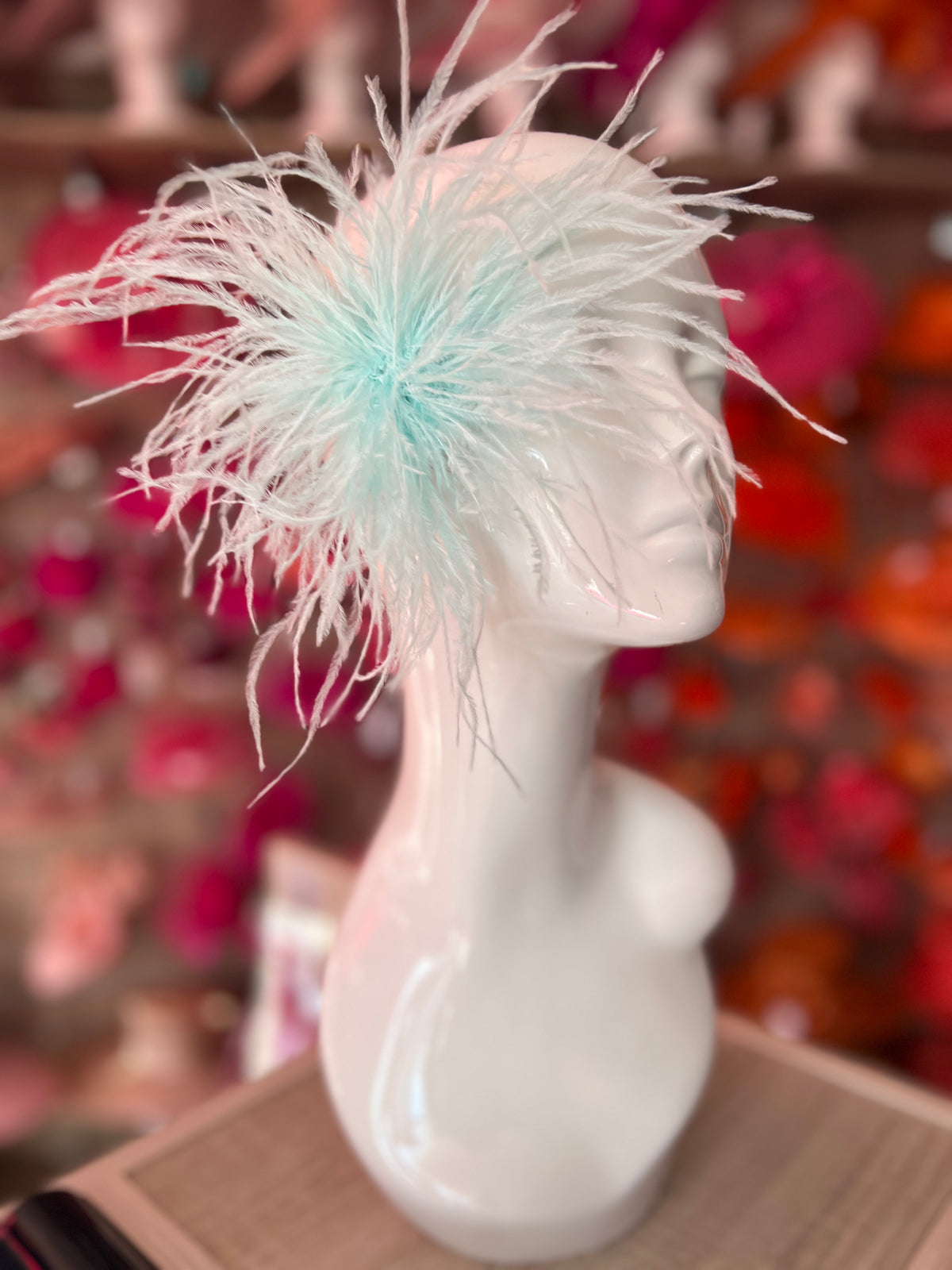 Aqua Blue Wispy Feather  Fascinator Hair Clip