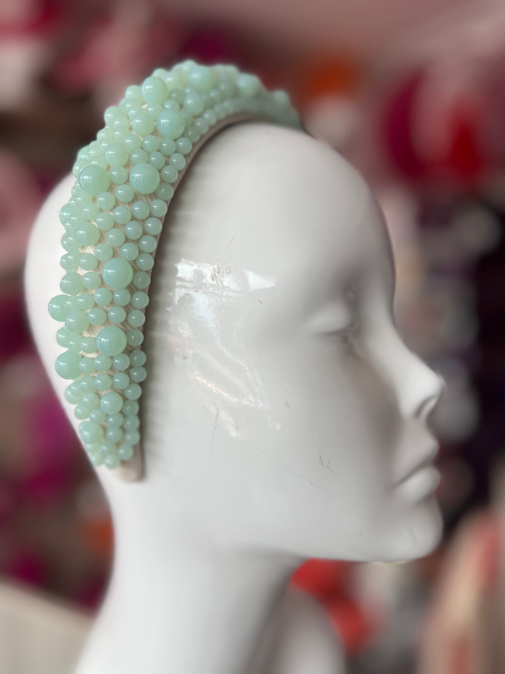 Megan Aqua Chunky Pearl Headband