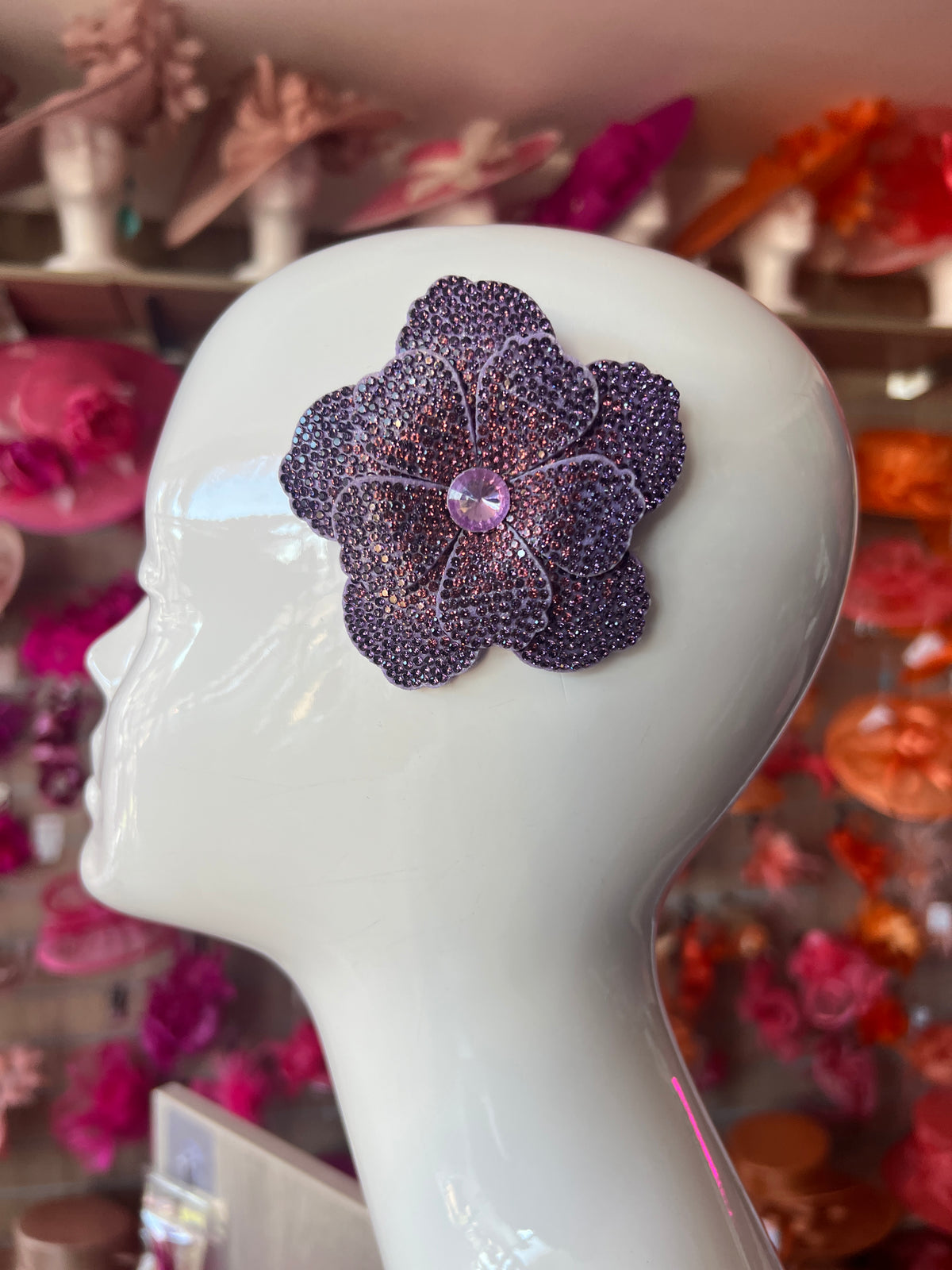 Purple Diamanté Small Flower Hair Clip