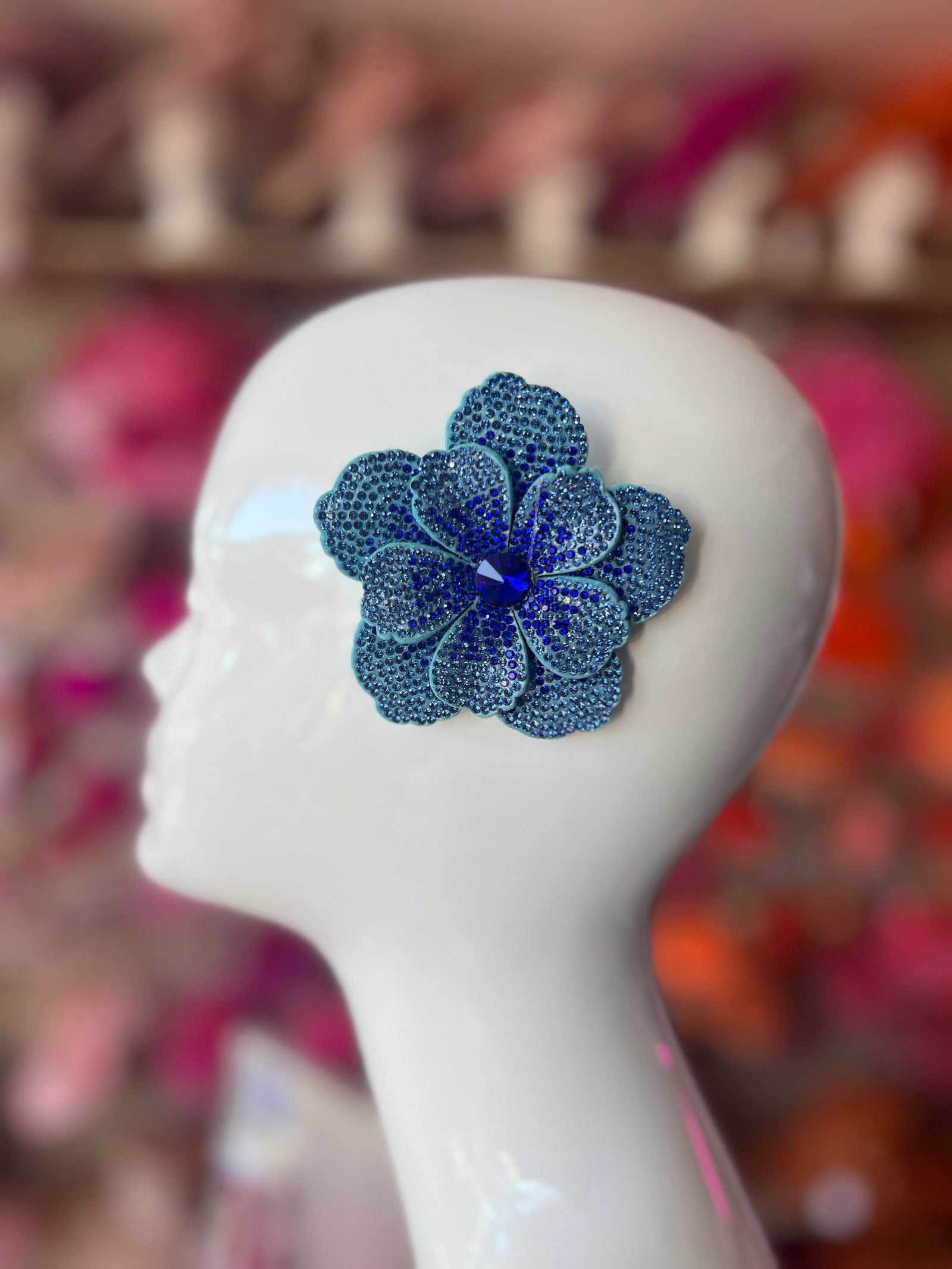 Blue Diamanté Small Flower Hair Clip