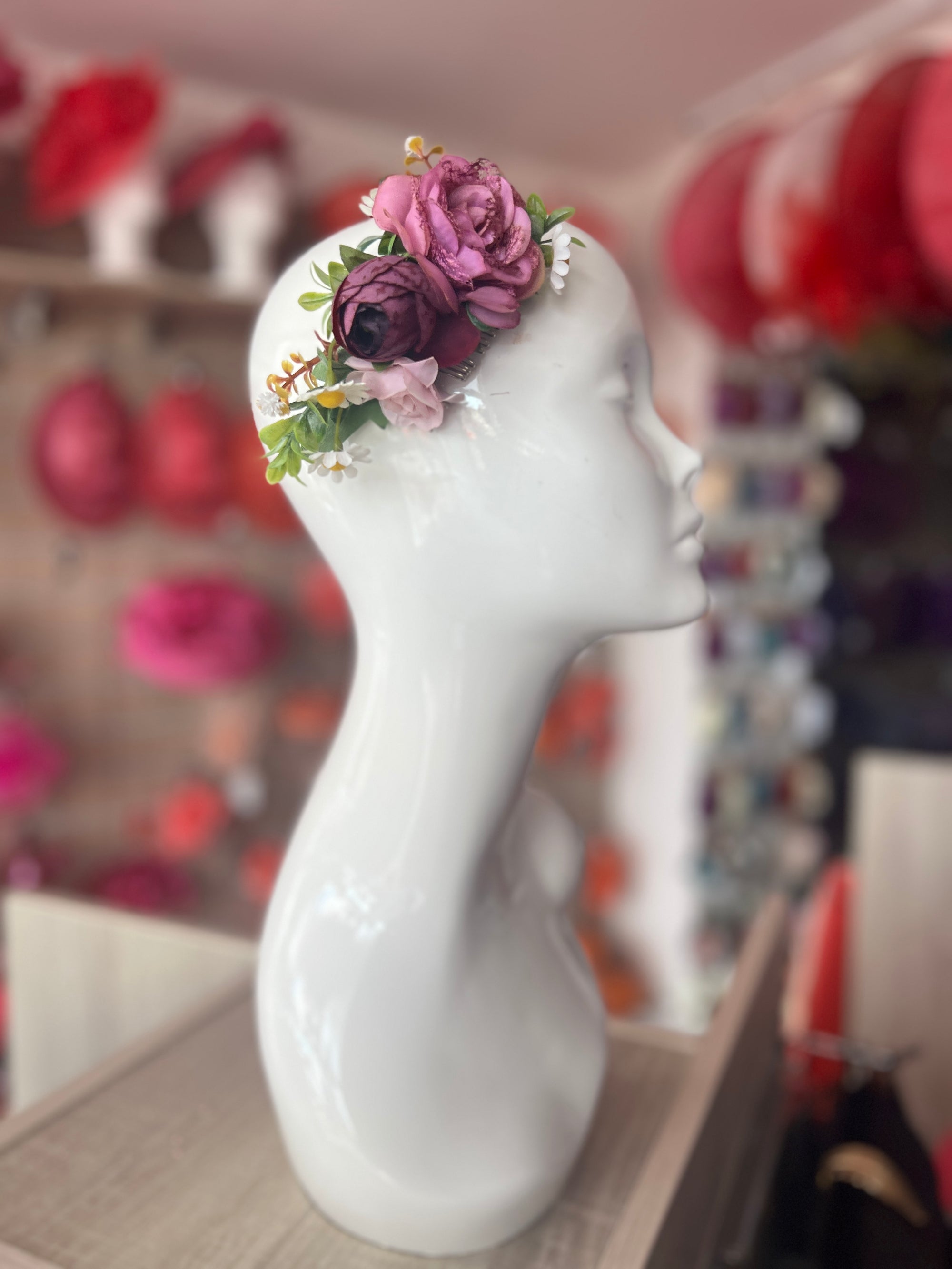Vintage Floral Lace Hair Comb Purple