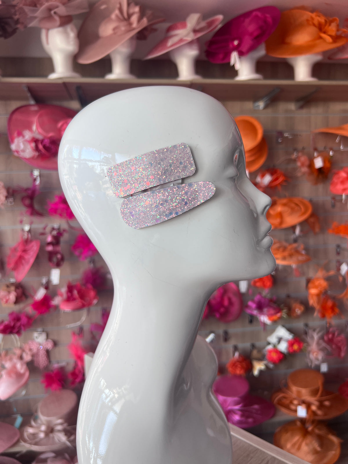 X2 Pale Pink Glitter Snap Hair Clips