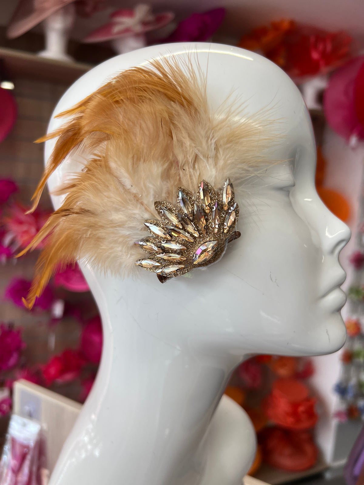 Gold Art Deco Style Feather Flapper Hair Clip