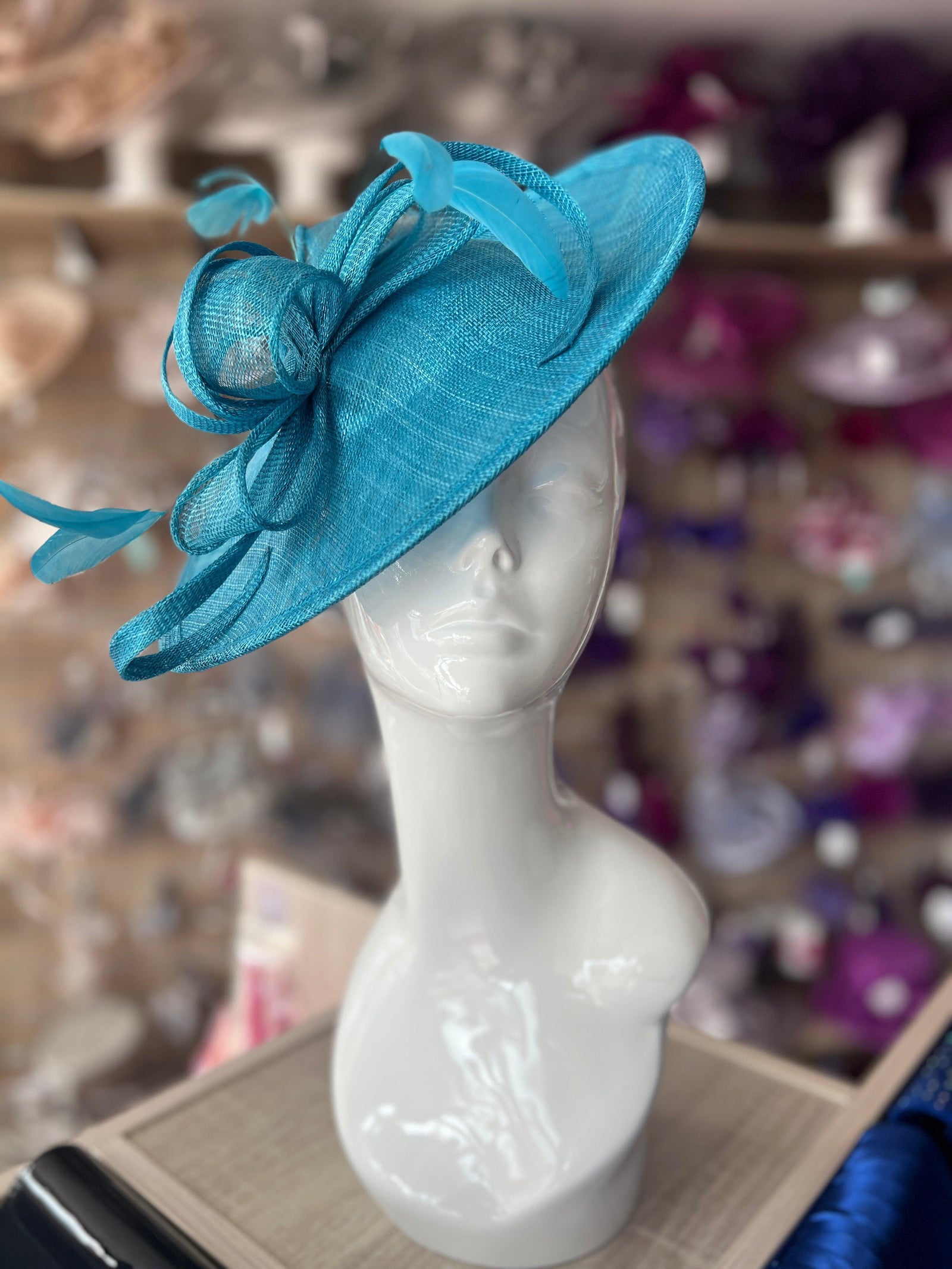 Turquoise Teardrop Disc Fascinator