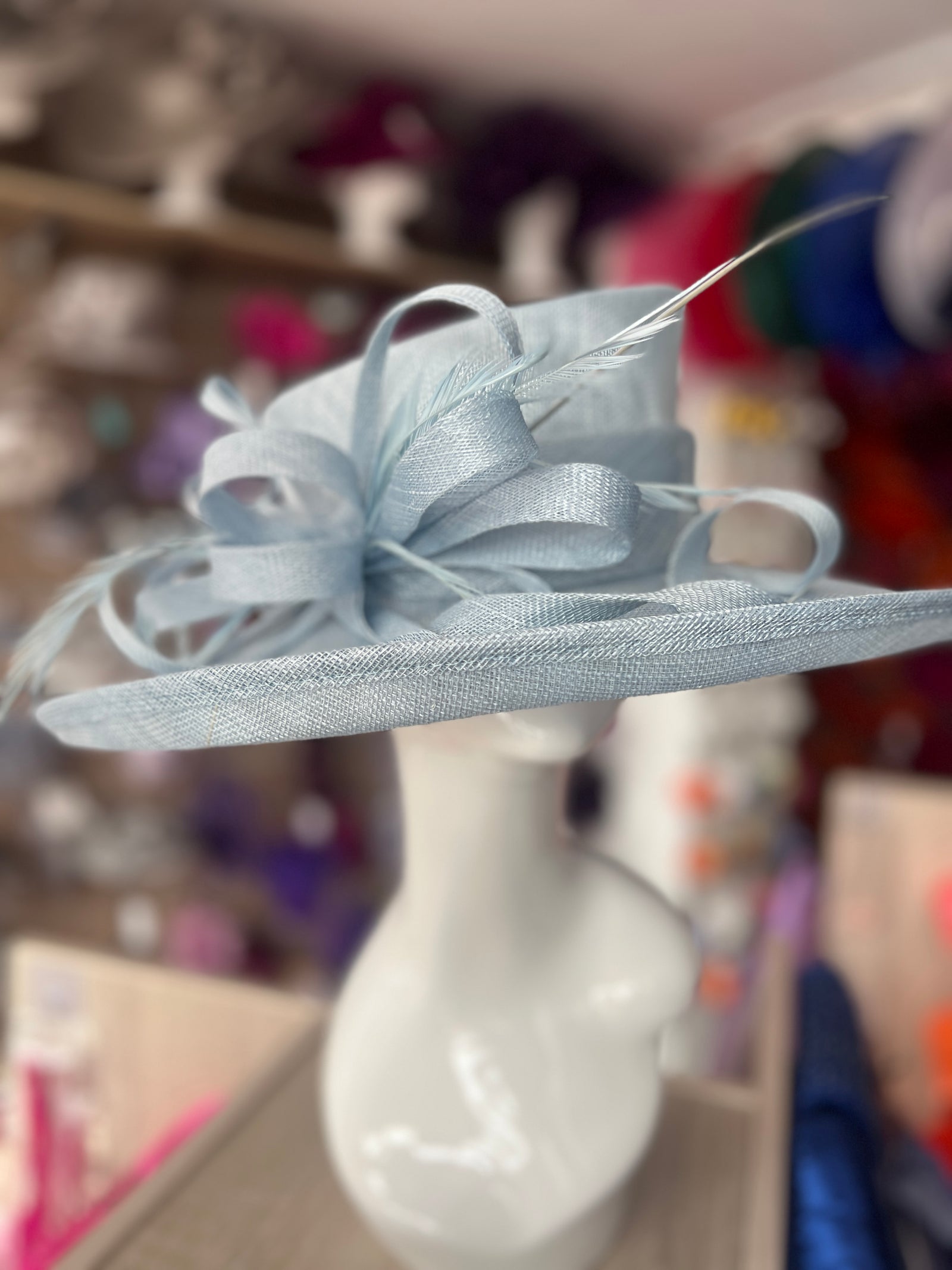 Classic Sinamay Powder Blue Wedding Hat