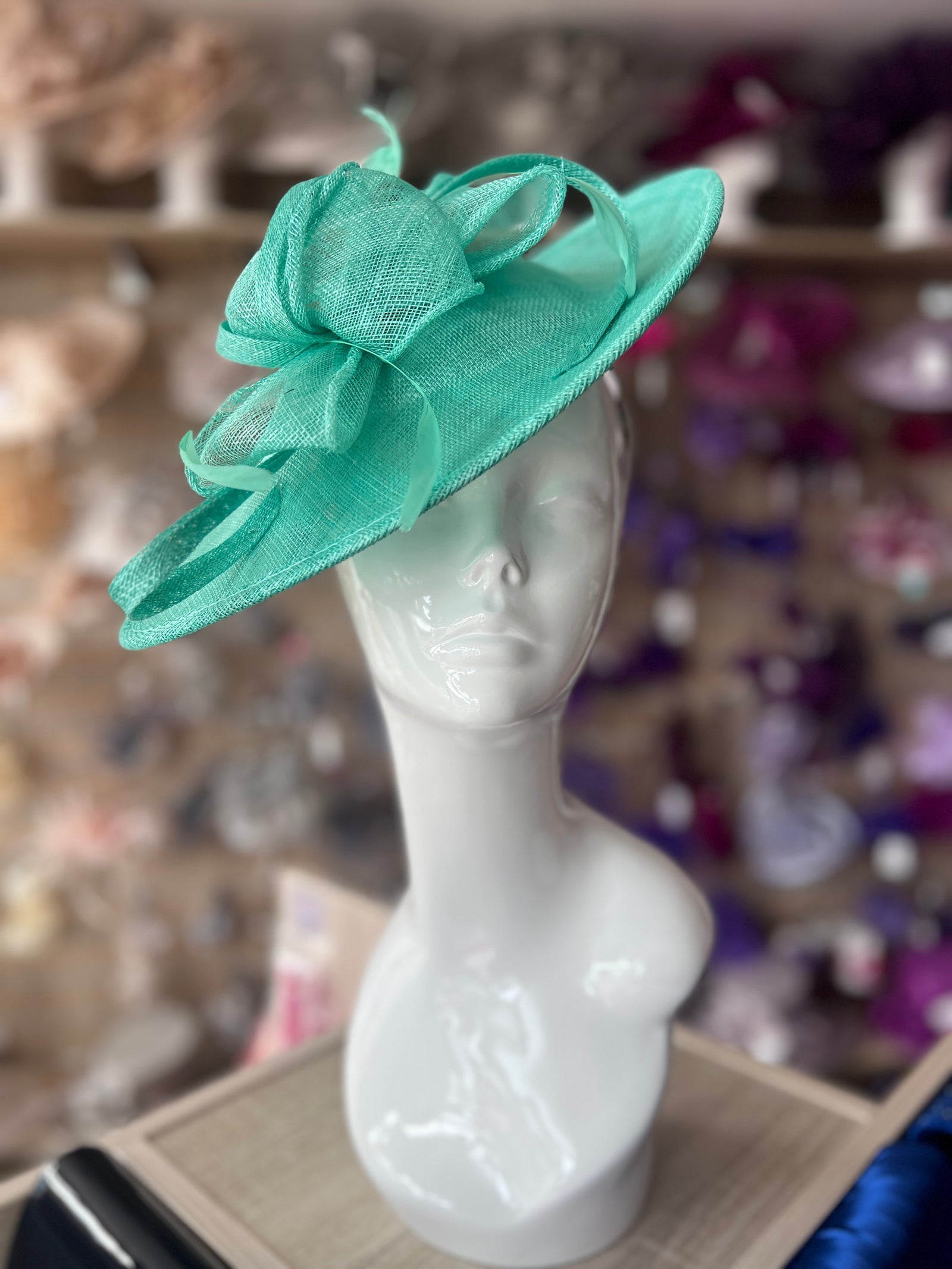 Fern Green Teardrop Disc Fascinator