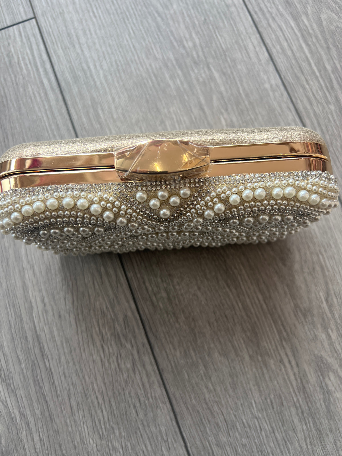 Elegance Pearl Vintage Box Clutch Bag - Ivory-Fascinators Direct