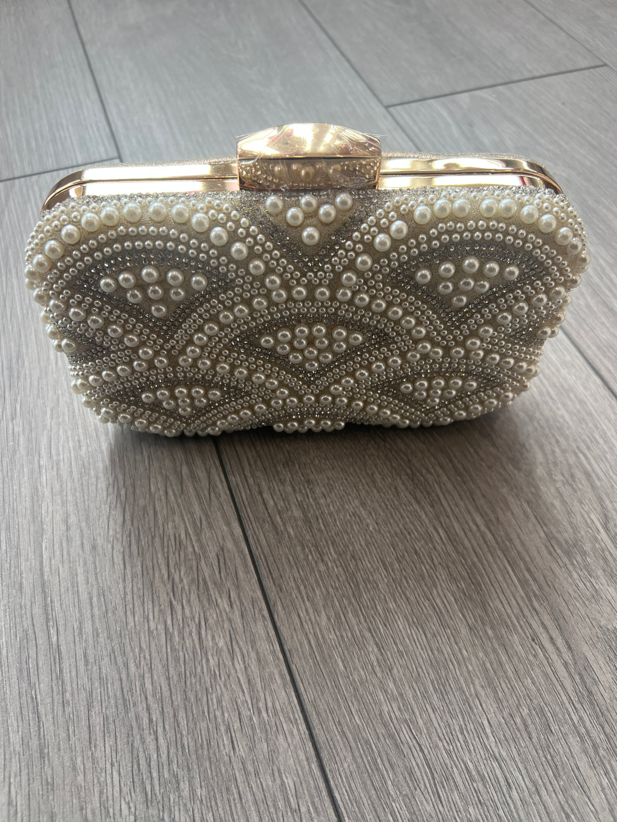 Elegance Pearl Vintage Box Clutch Bag - Ivory-Fascinators Direct