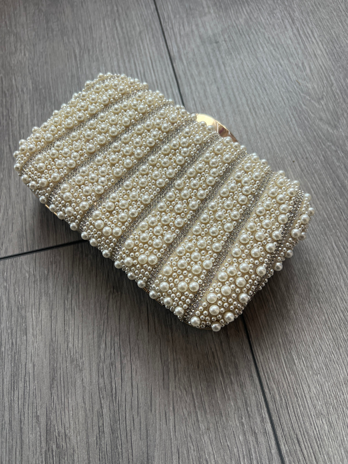 Elegance Pearl Vintage Box Clutch Bag - Ivory/Silver-Fascinators Direct