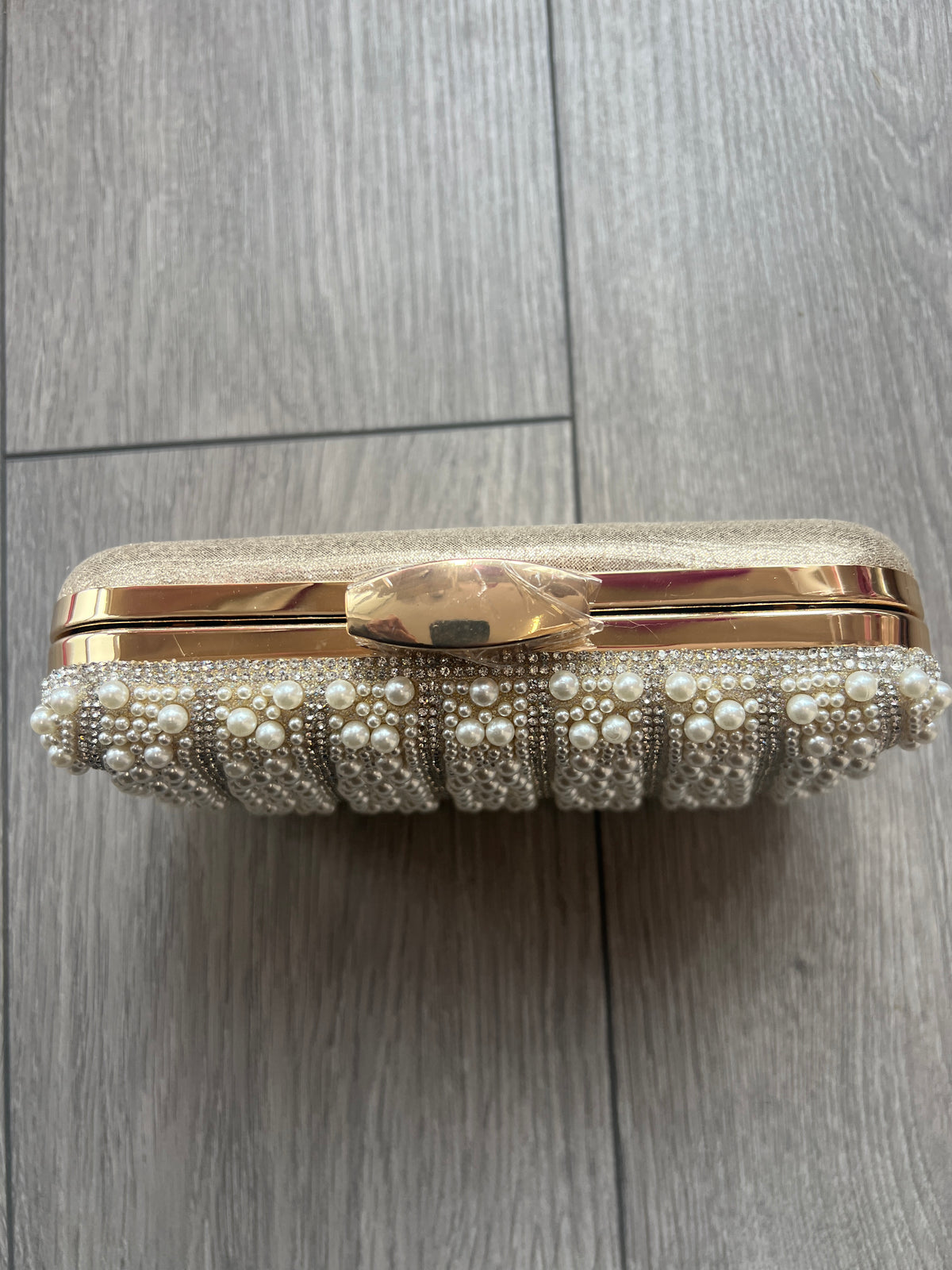 Elegance Pearl Vintage Box Clutch Bag - Ivory/Silver-Fascinators Direct