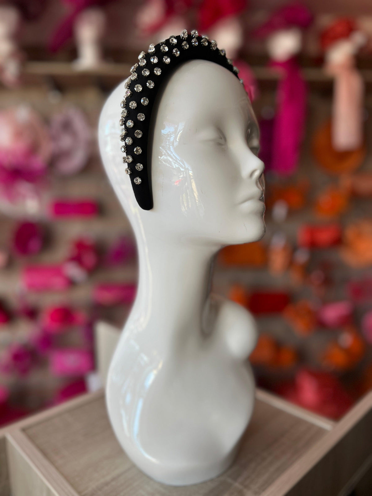 Elizabeth Black Chunky Diamante Headband-Fascinators Direct