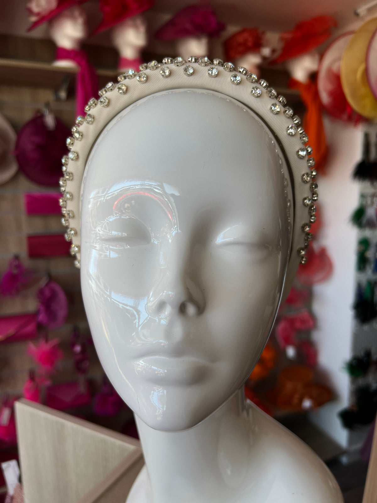 Elizabeth Ivory Chunky Diamante Headband-Fascinators Direct