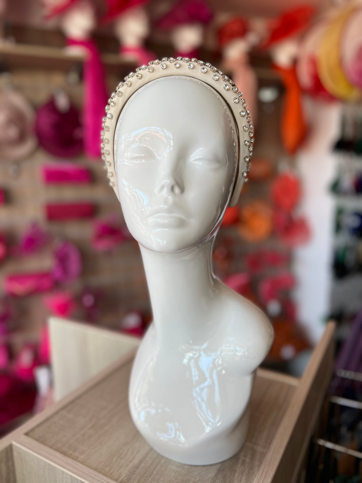 Elizabeth Ivory Chunky Diamante Headband-Fascinators Direct