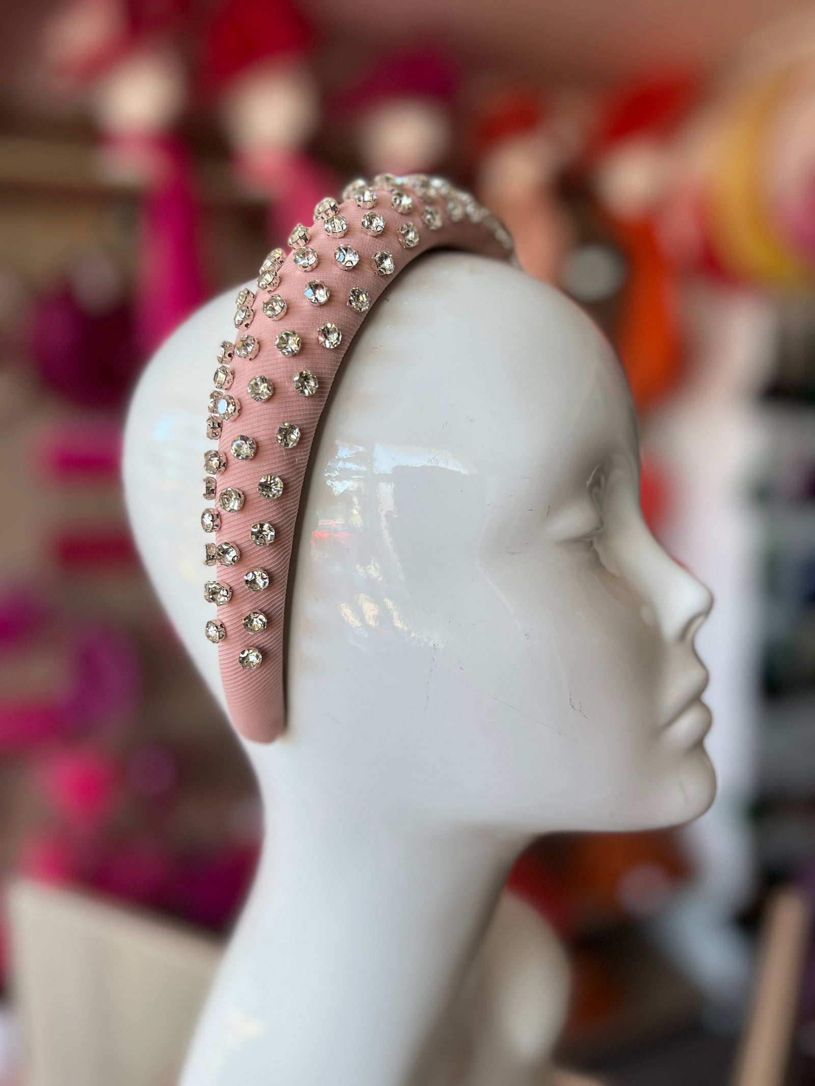 Elizabeth Pale Pink Chunky Diamante Headband-Fascinators Direct