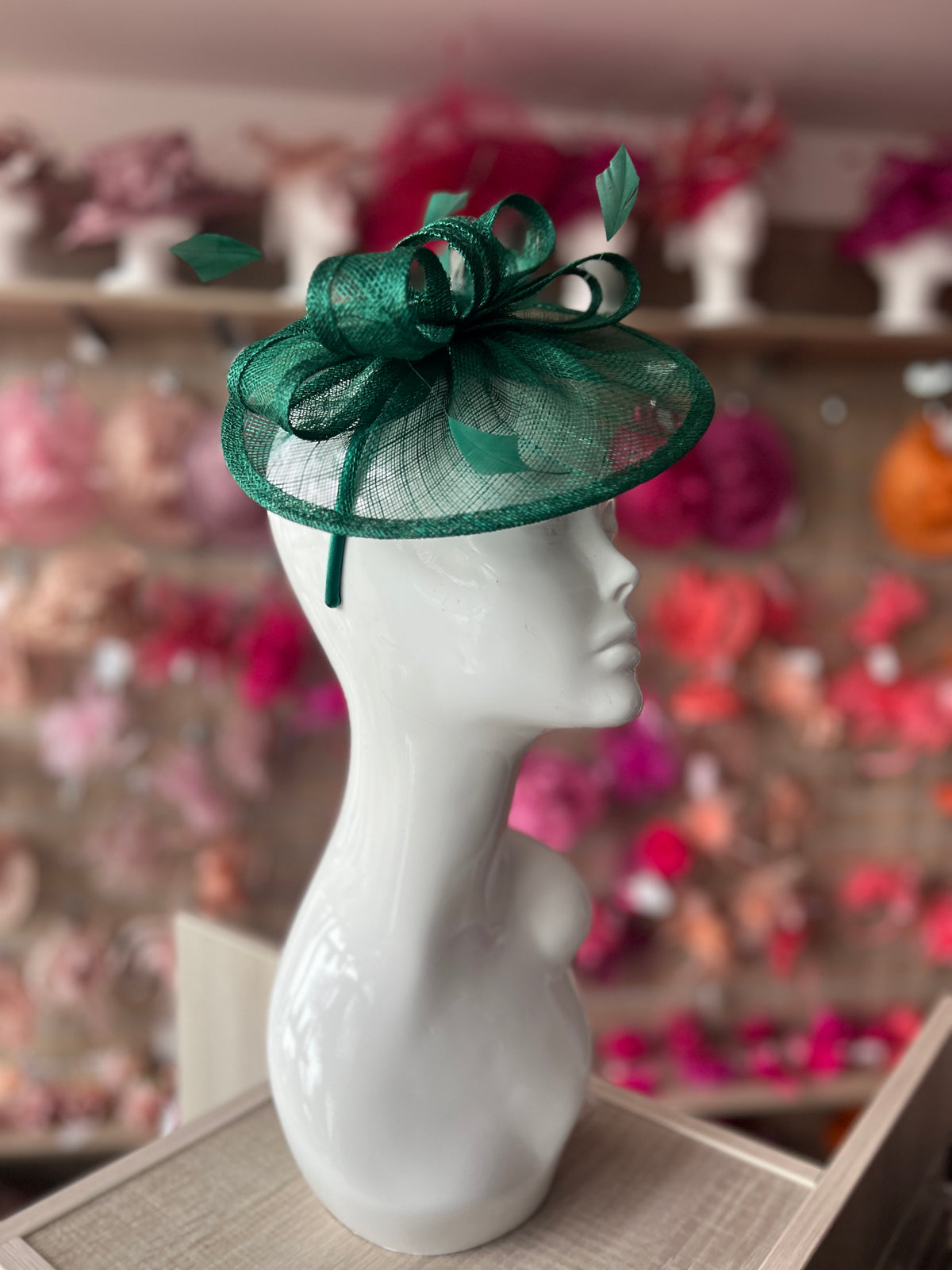 Emerald Curved Disc Fascinator-Fascinators Direct