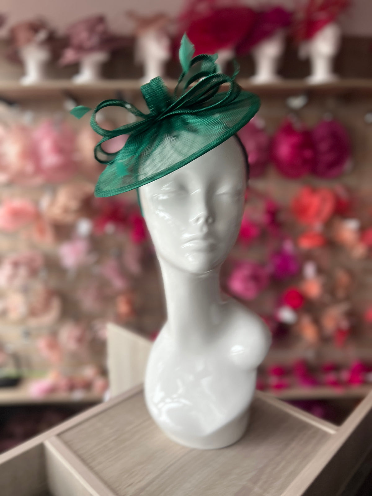 Emerald Curved Disc Fascinator-Fascinators Direct