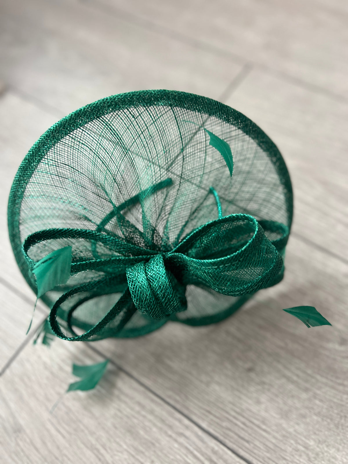 Emerald Curved Disc Fascinator-Fascinators Direct
