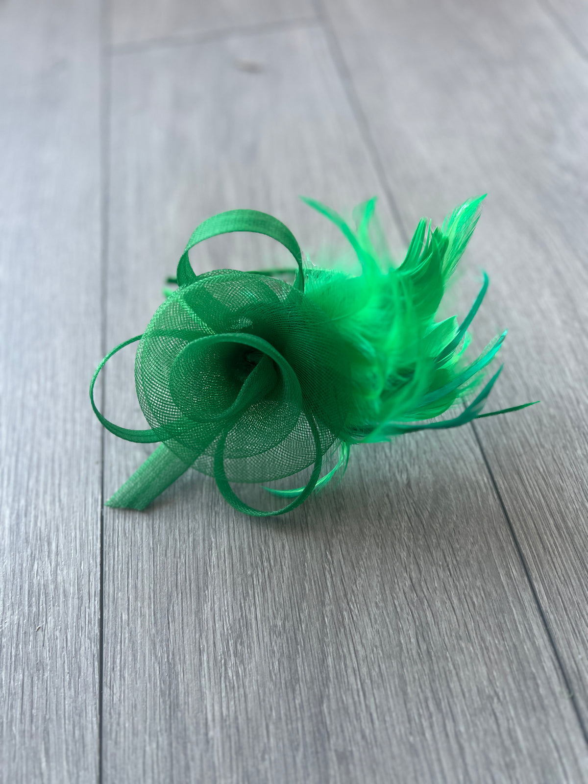 Emerald Green Crinoline Fascinator with Swirl &amp; Feathers-Fascinators Direct
