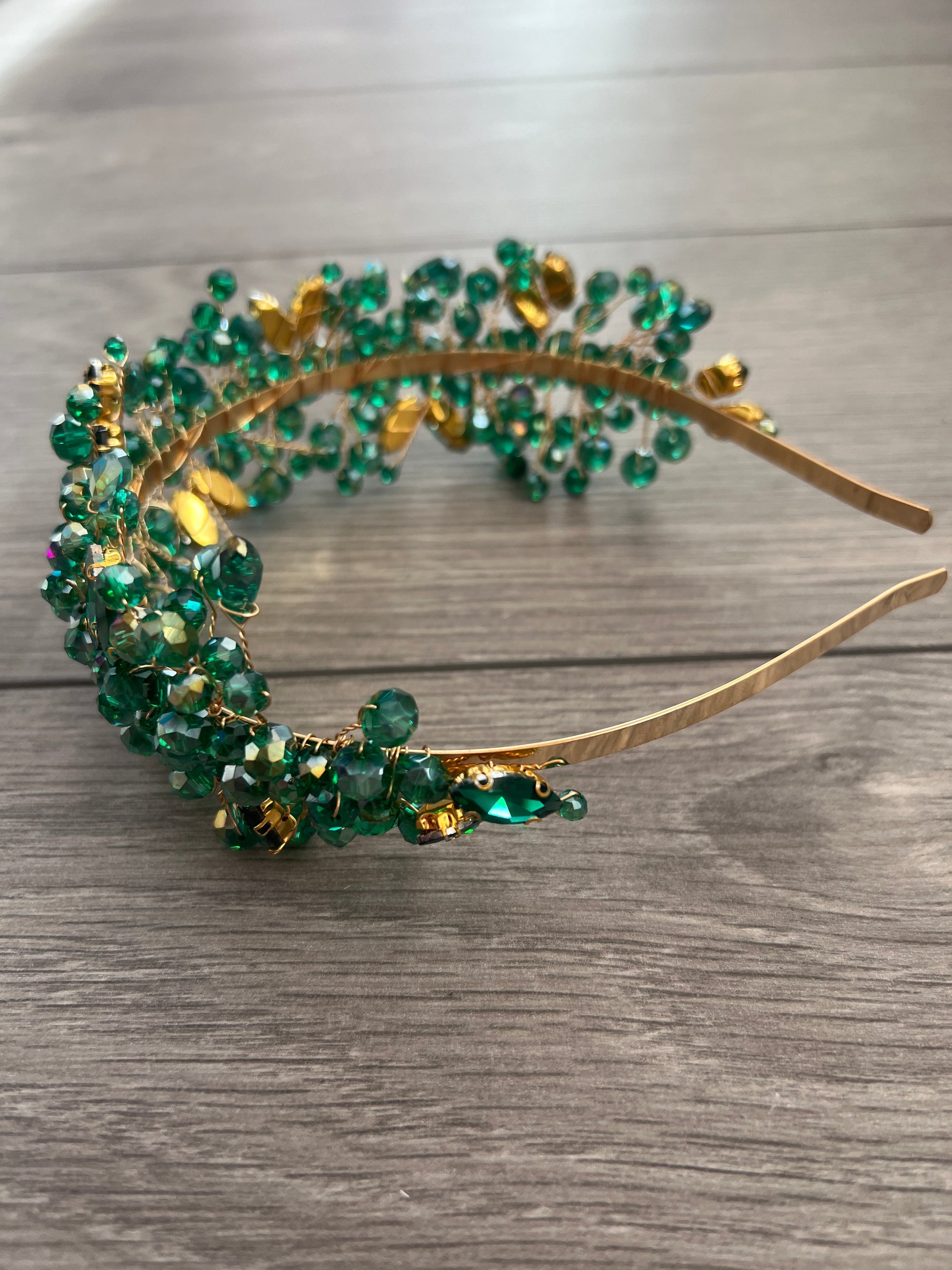 Emerald Green Crystal Headband Fascinator-Fascinators Direct