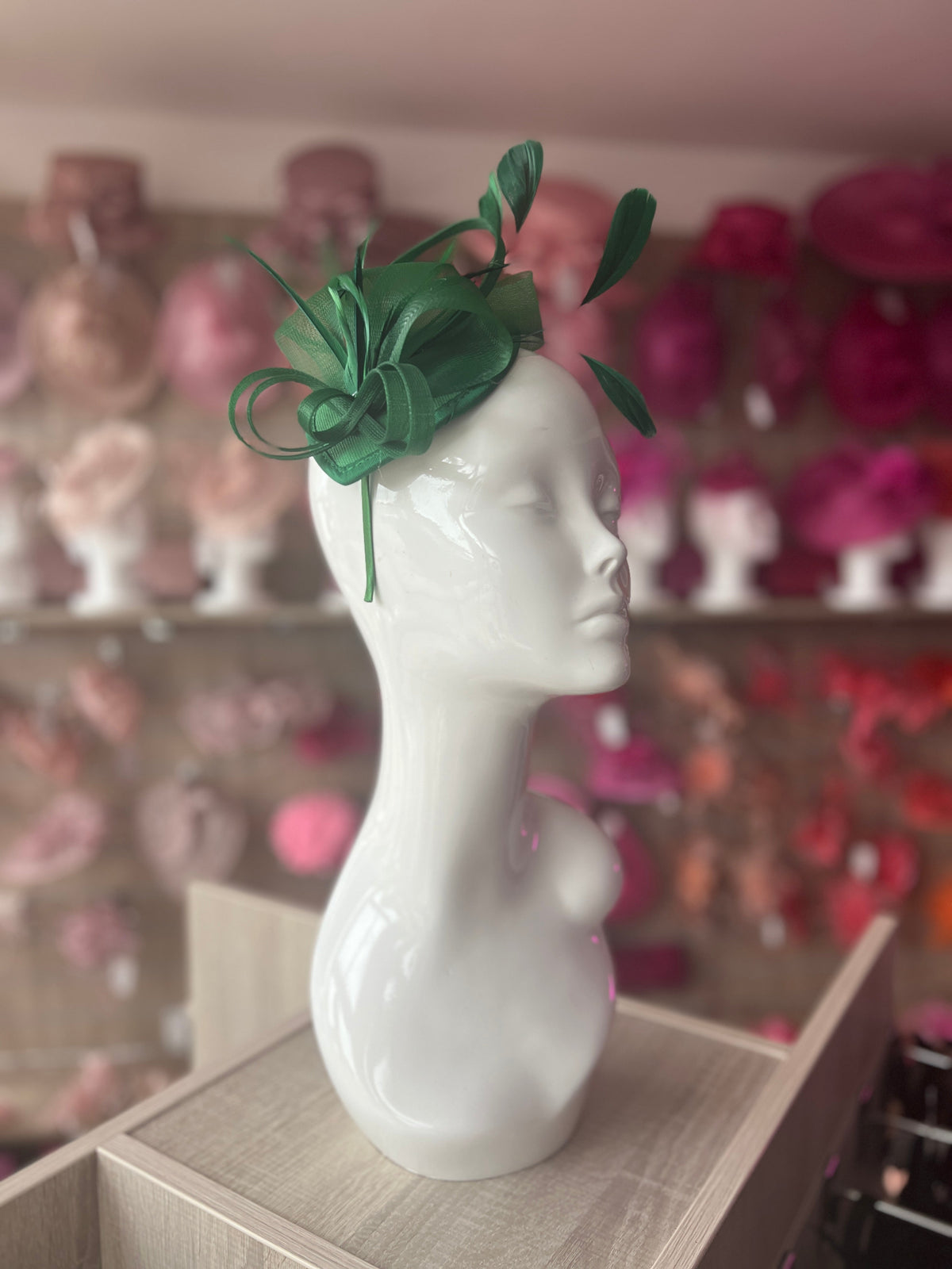 Emerald Green Fascinator Headband with Looped Crin &amp; Feathers-Fascinators Direct