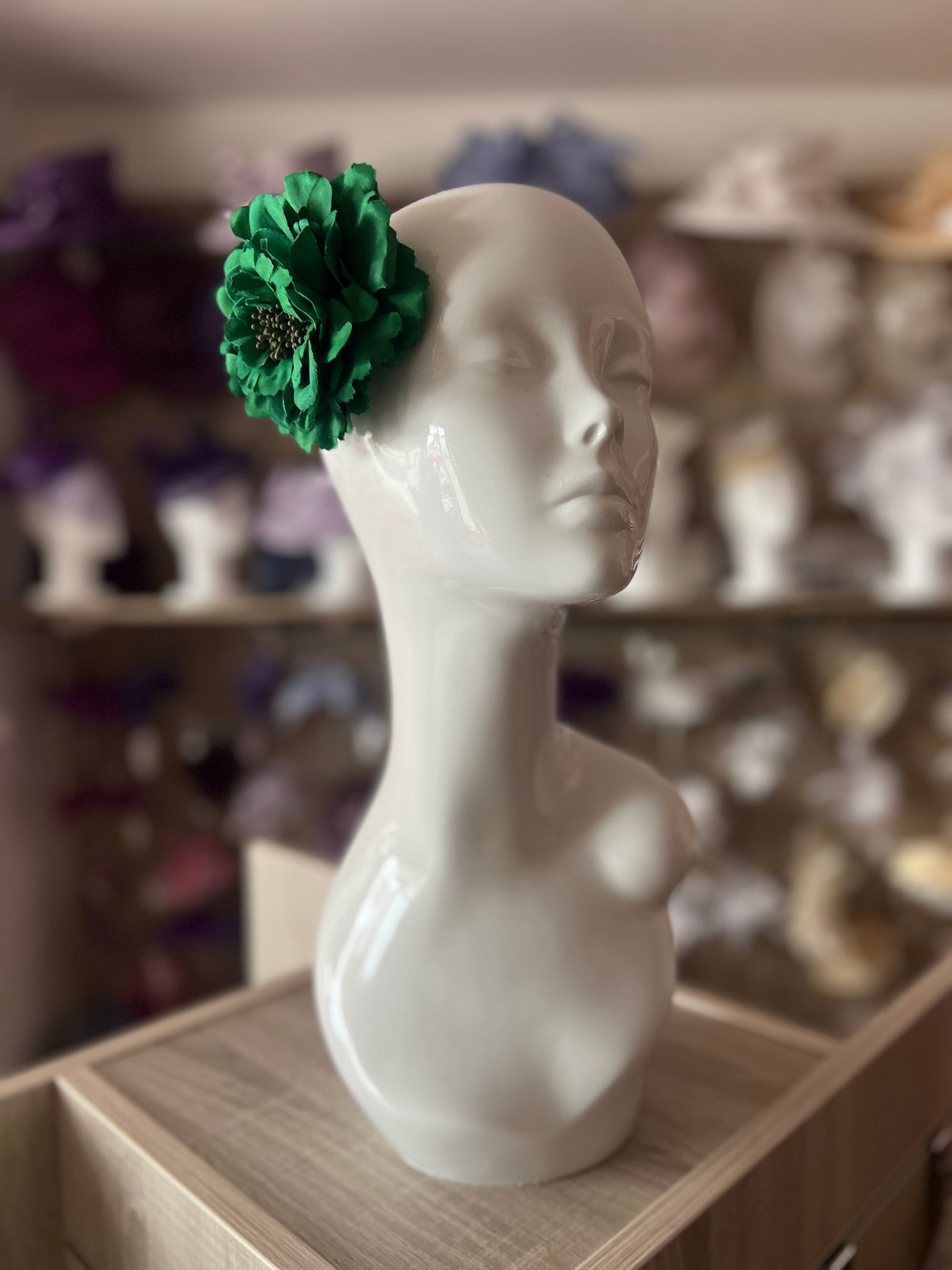 Emerald Green Hair Flower Fascinator Clip-Fascinators Direct