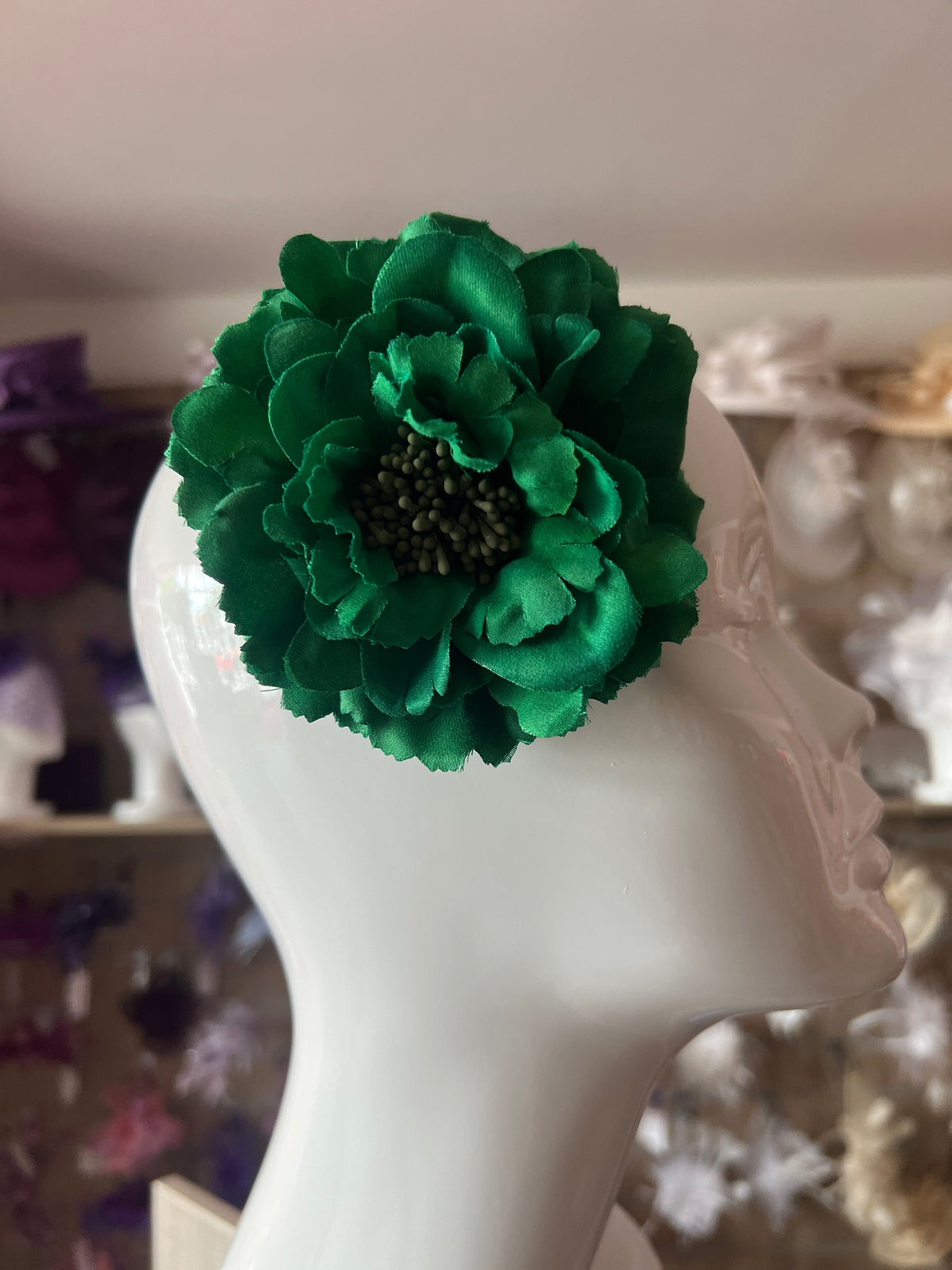 Emerald Green Hair Flower Fascinator Clip-Fascinators Direct