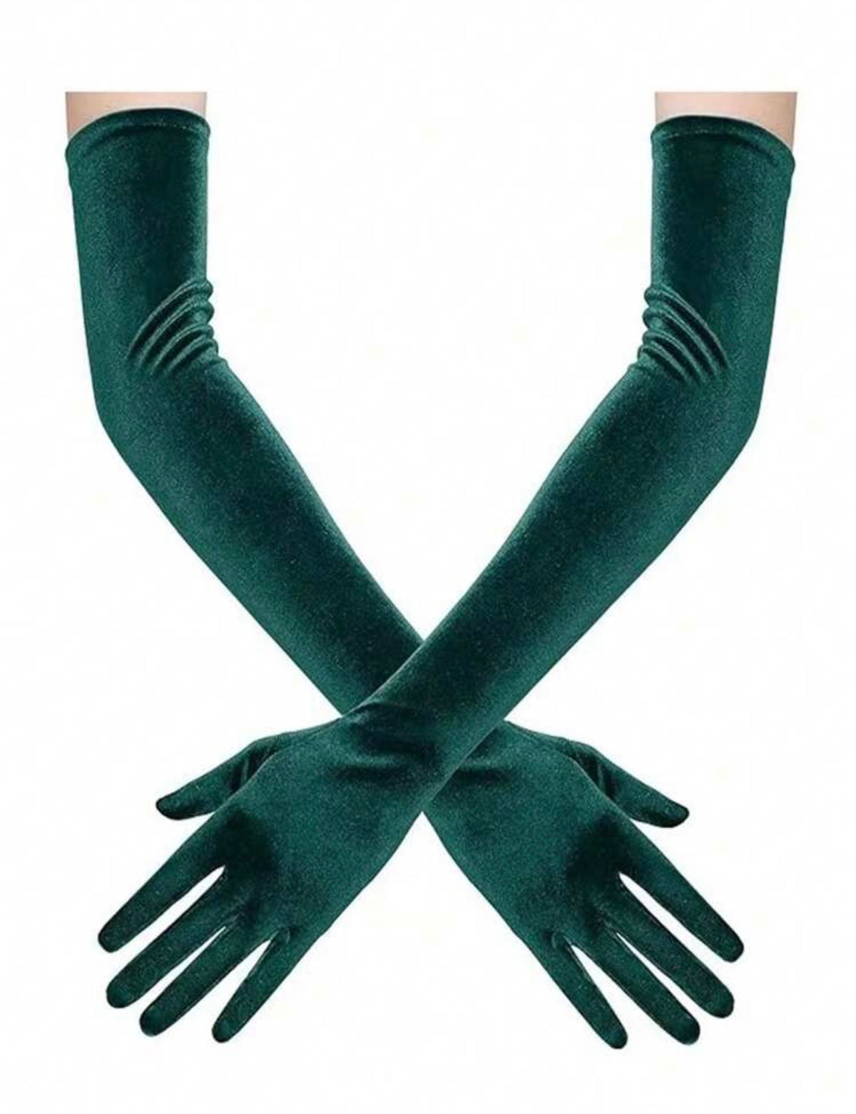 Emerald Green Long Velvet Gloves-Fascinators Direct
