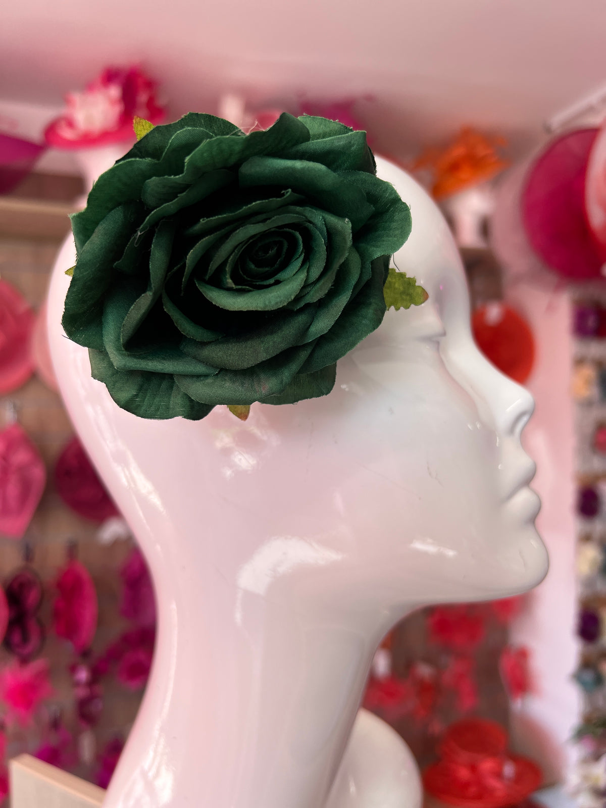 Emerald Green Rose Hair Clip-Fascinators Direct