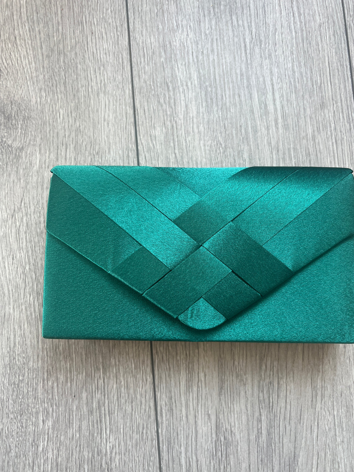 Emerald Green Satin Pleated Envelope Clutch Bag-Fascinators Direct
