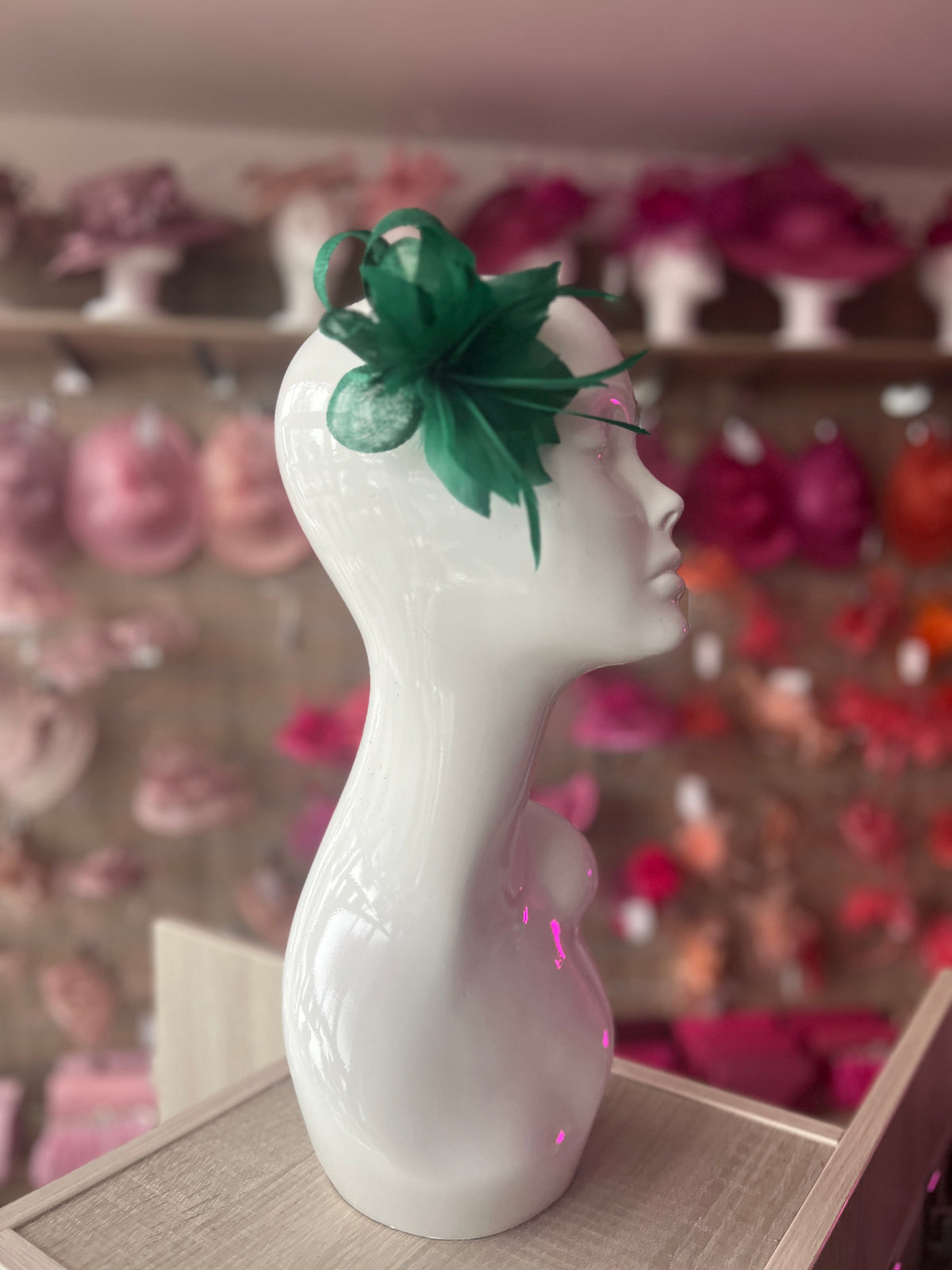 Emerald Green Small Hair Clip Sinamay Fascinator with Feather Flower-Fascinators Direct