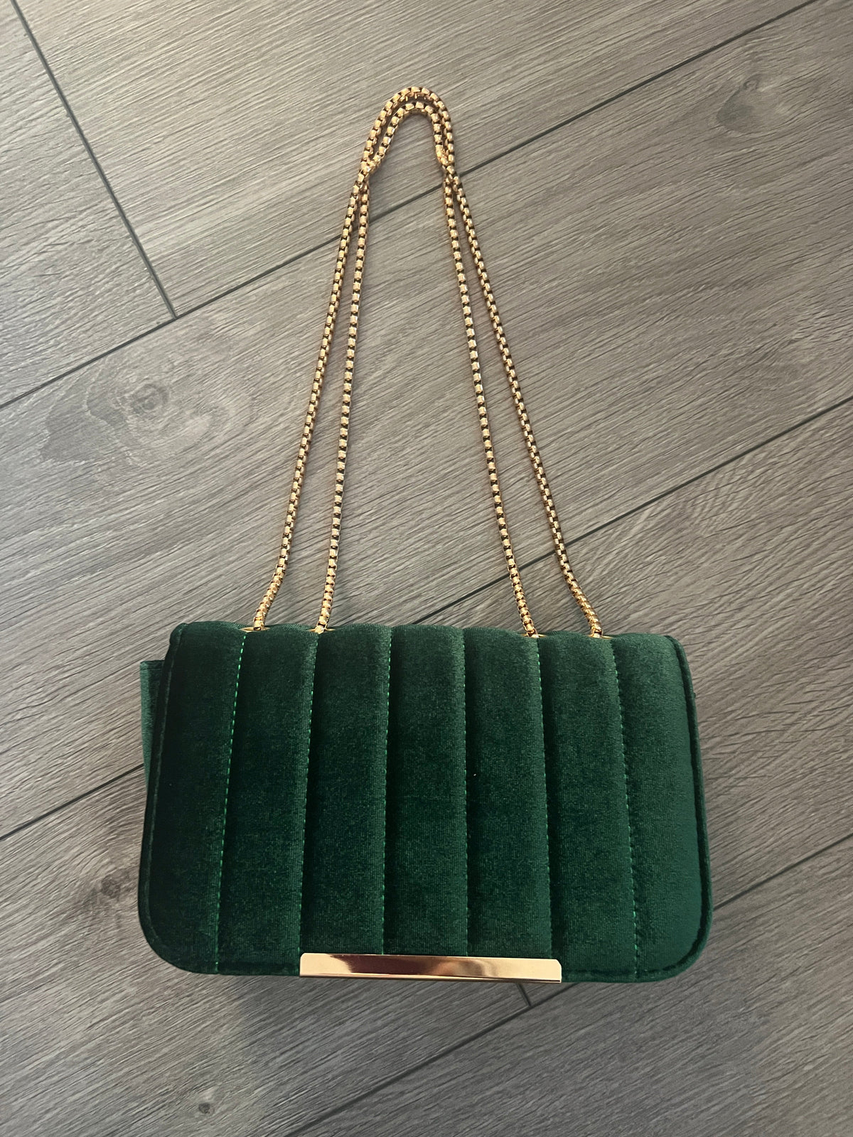 Emerald Green Velvet Shoulder Clutch Bag With Gold Chain-Fascinators Direct
