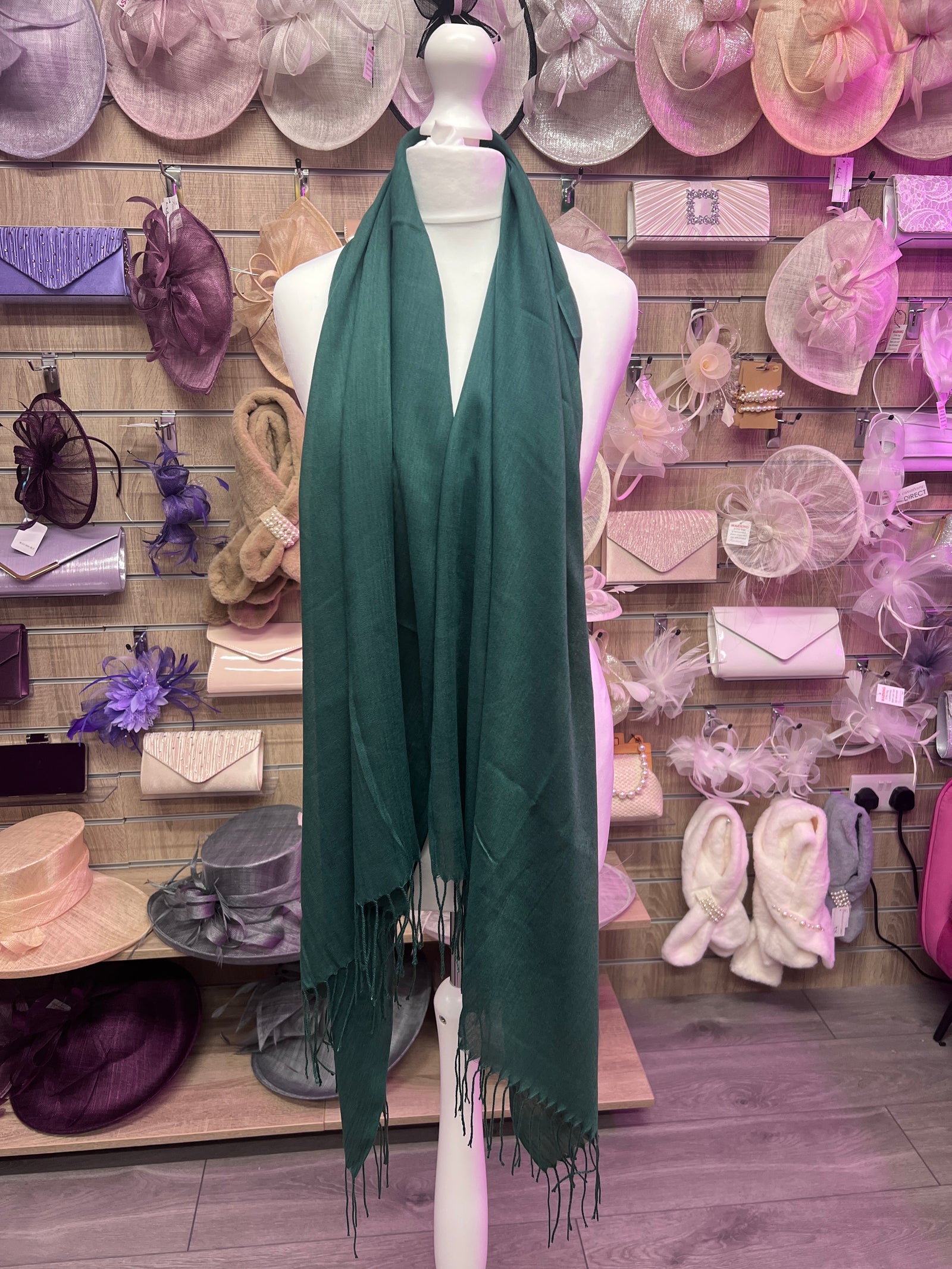 Emerald Green Wedding Pashmina Scarf-Fascinators Direct