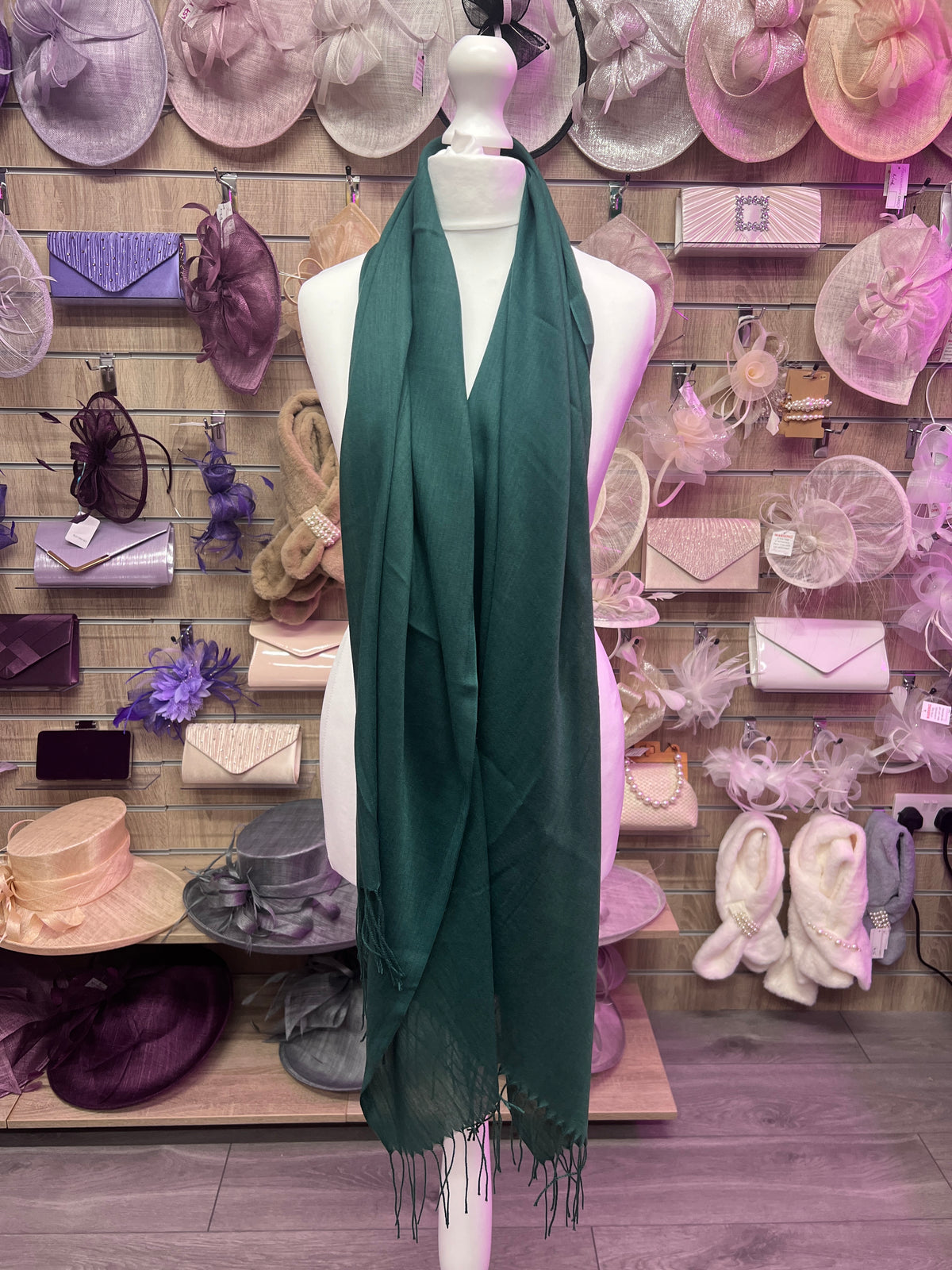Emerald Green Wedding Pashmina Scarf-Fascinators Direct