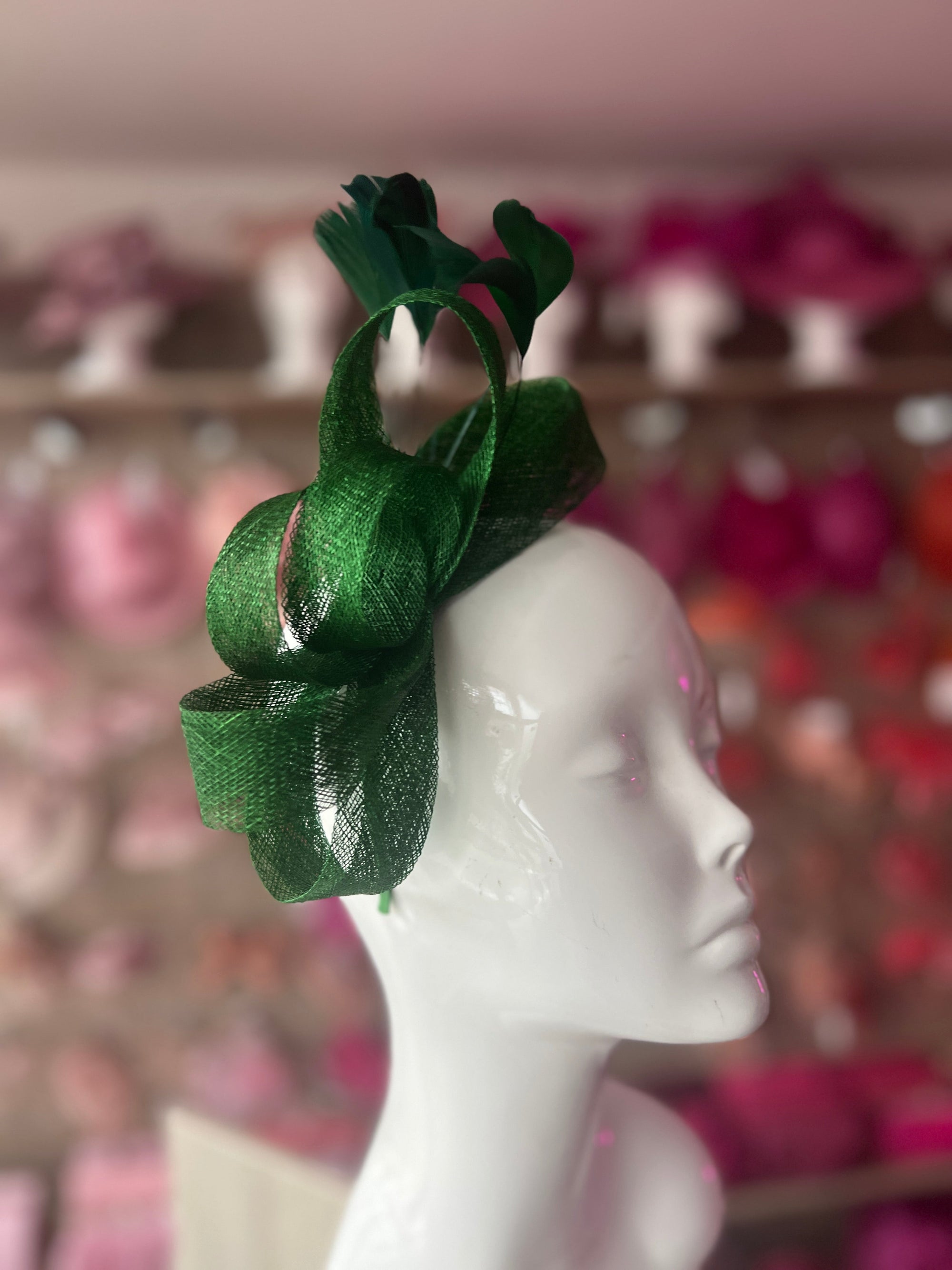 Emerald Large Loop Feather Headband Fascinator-Fascinators Direct