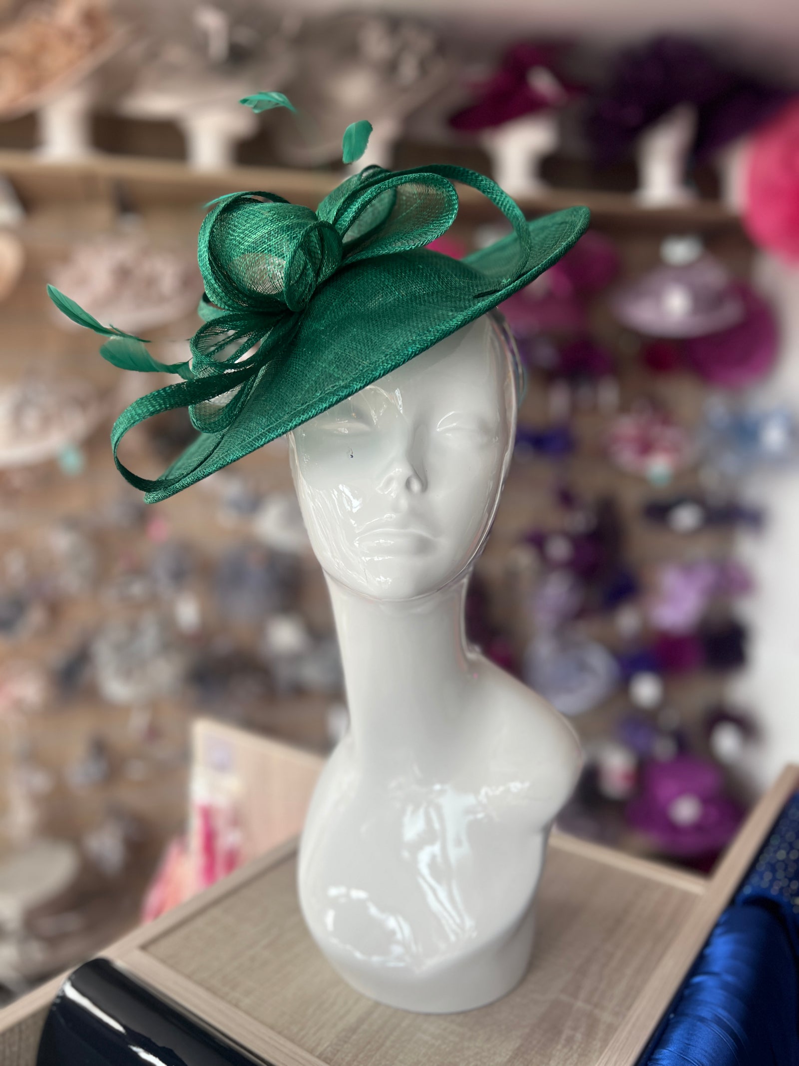 Emerald Teardrop Disc Fascinator-Fascinators Direct