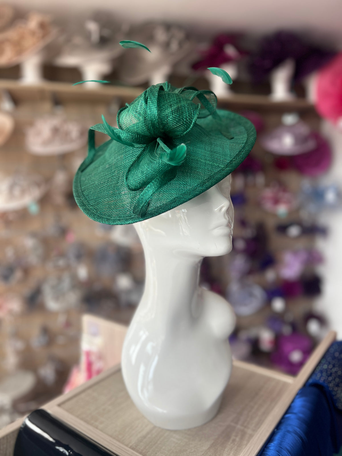 Emerald Teardrop Disc Fascinator-Fascinators Direct