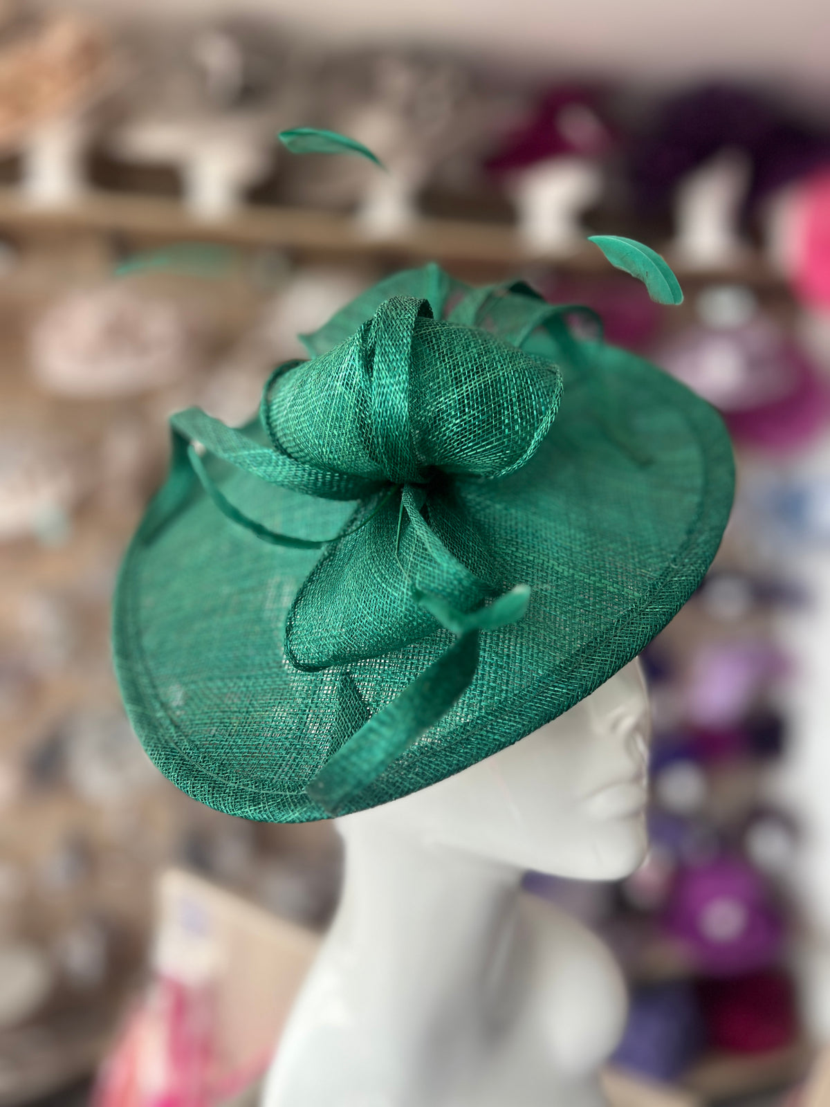 Emerald Teardrop Disc Fascinator-Fascinators Direct