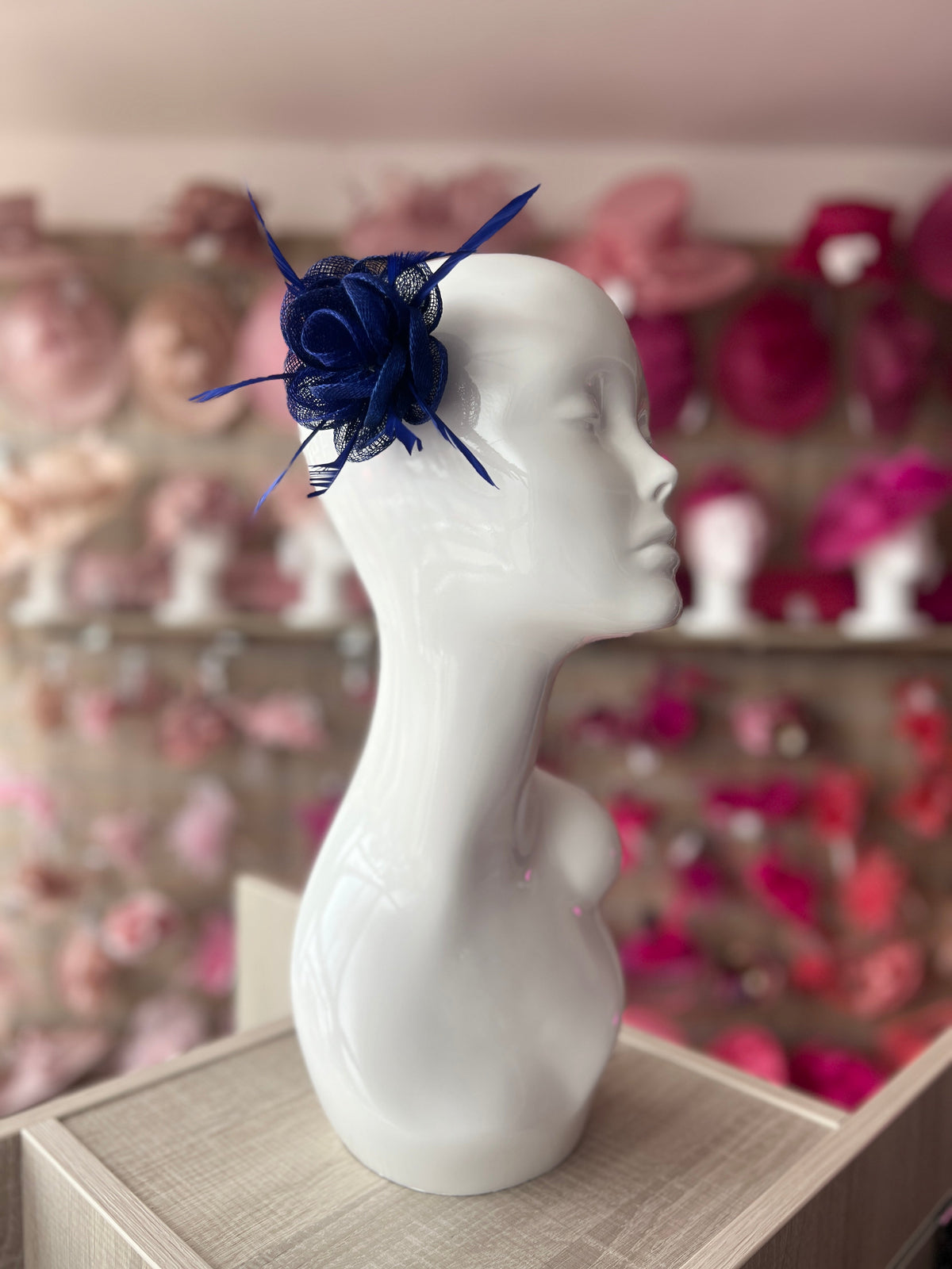 English Rose Small Blue Fascinator Clip-Fascinators Direct
