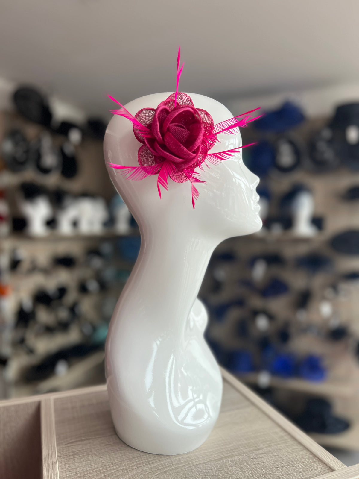 English Rose Small Fuchsia Fascinator Clip-Fascinators Direct