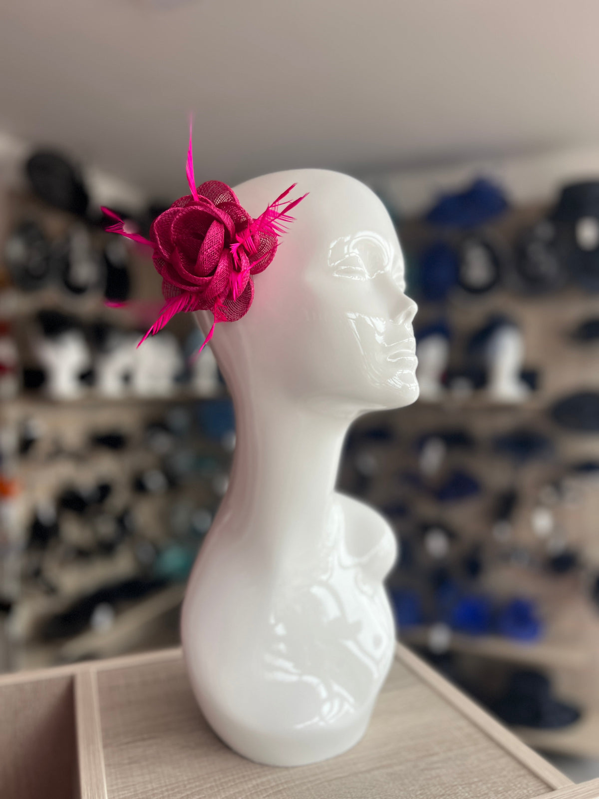 English Rose Small Fuchsia Fascinator Clip-Fascinators Direct