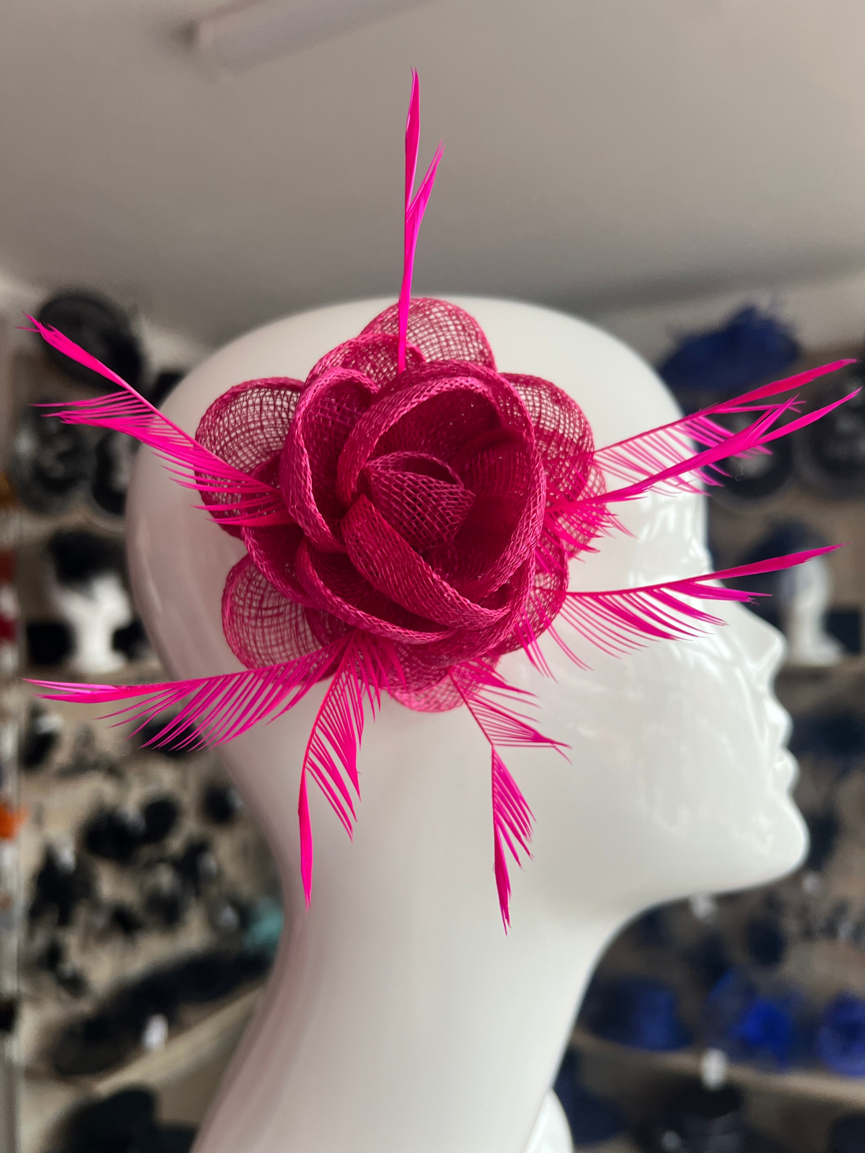 English Rose Small Fuchsia Fascinator Clip