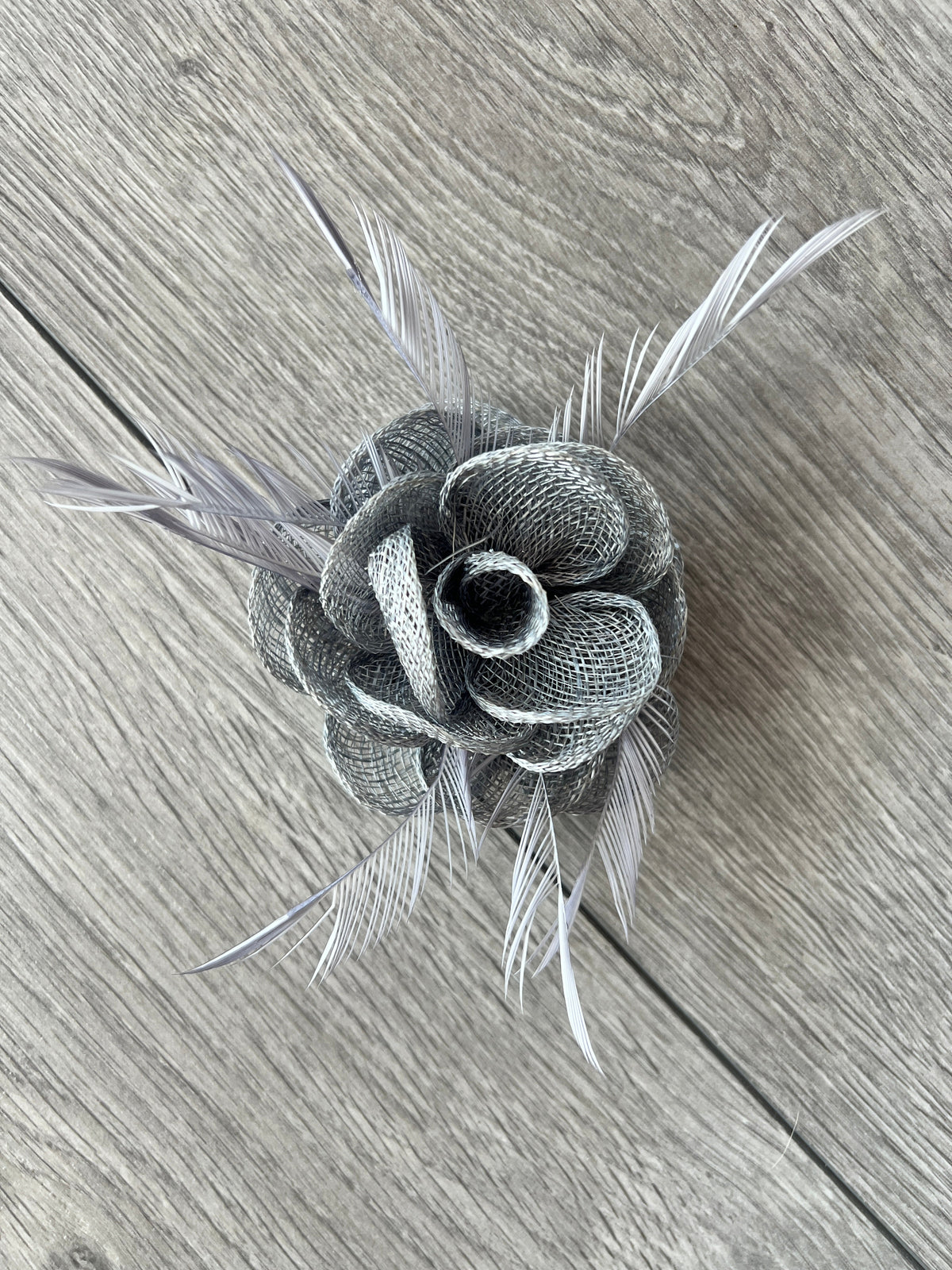 English Rose Small Grey Fascinator Clip-Fascinators Direct