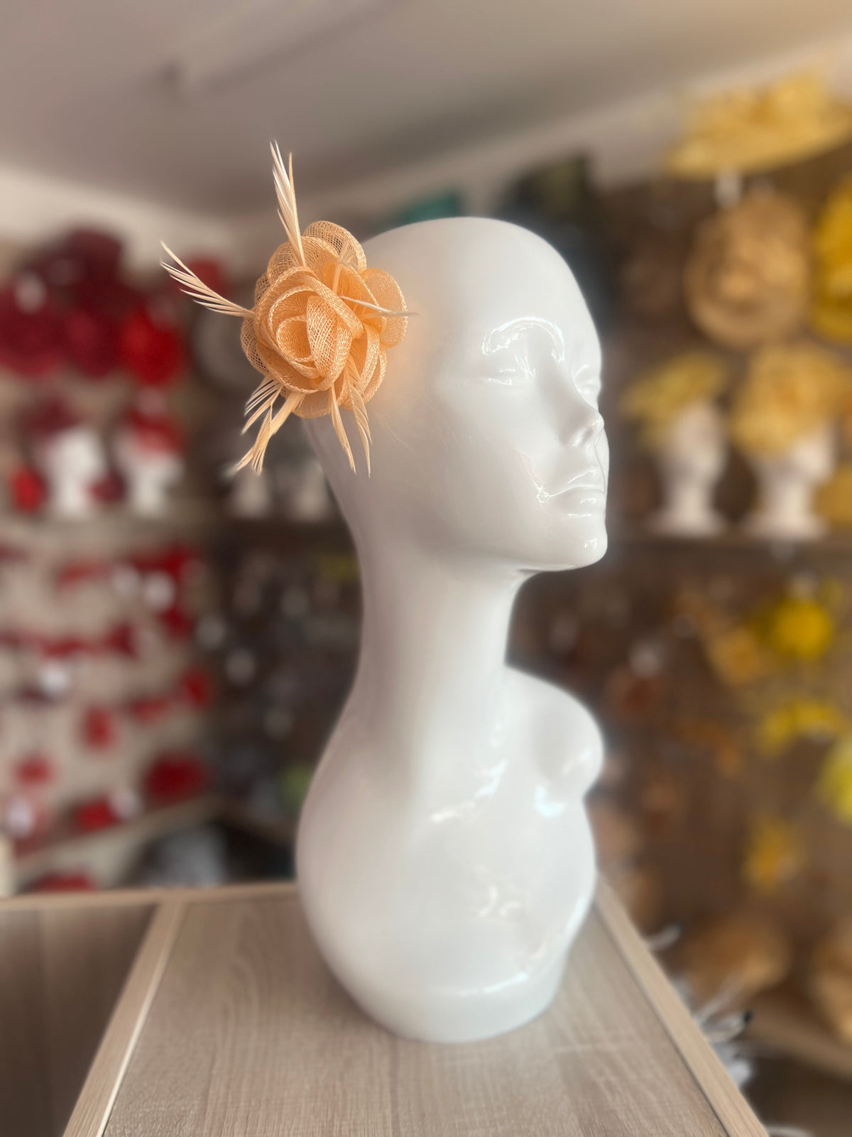 English Rose Small Peach Fascinator Clip-Fascinators Direct